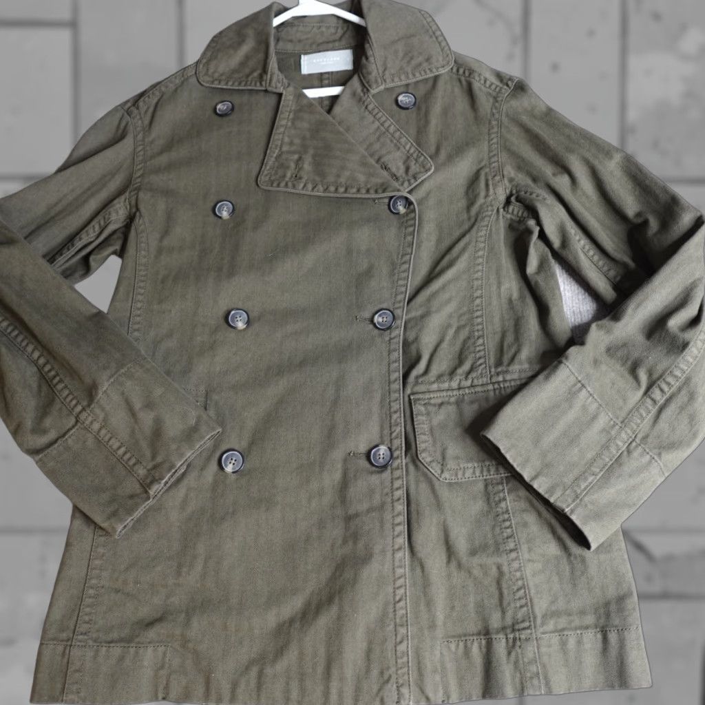 Everlane Everlane Womens Jacket Small Green Twill Peacoat Double Breasted Cotton Military Jacket Women S Green Twill Peacoat Size S / US 4 / IT 40 - 1 Thumbnail