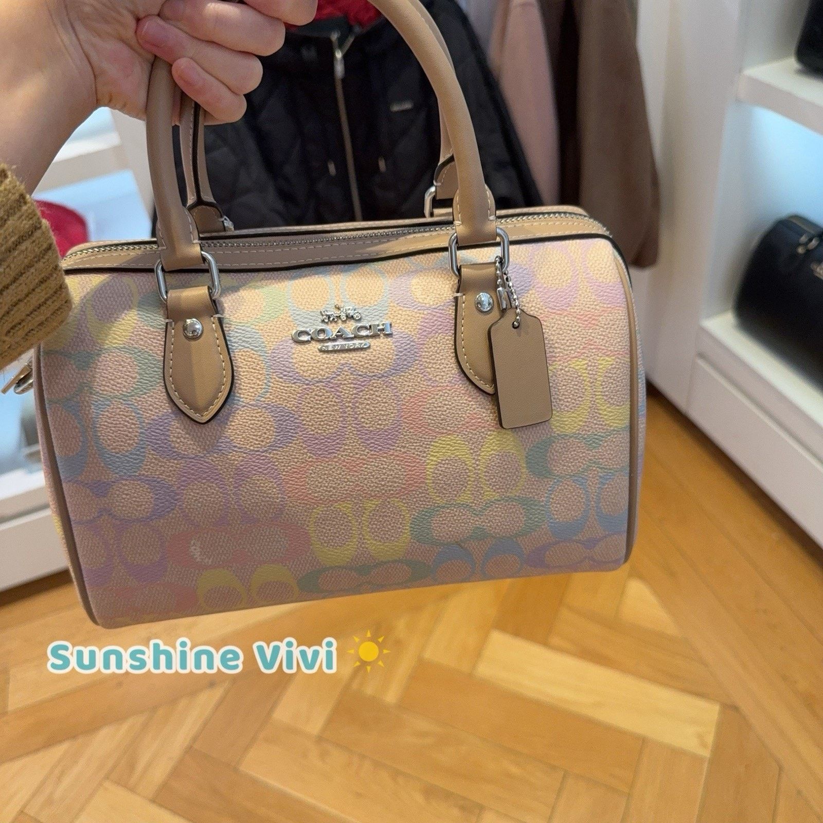 Coach NWT Coach Rowan Satchel Bag Rainbow CDA90 Sand Multi Size ONE SIZE - 4 Thumbnail