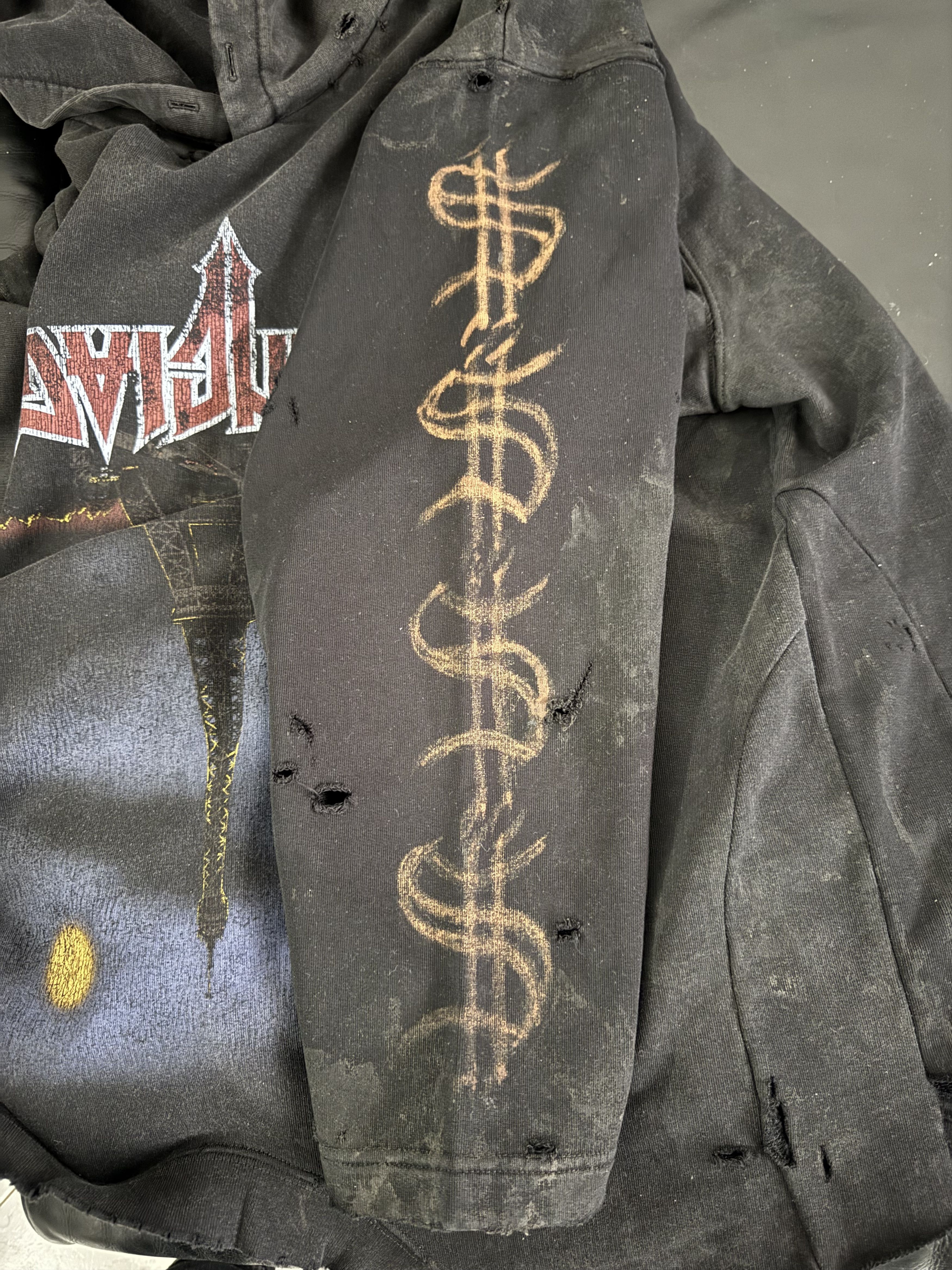 Balenciaga Oversized Distressed Printed Cotton-Jersey Hoodie Size US S / EU 44-46 / 1 - 25 Thumbnail