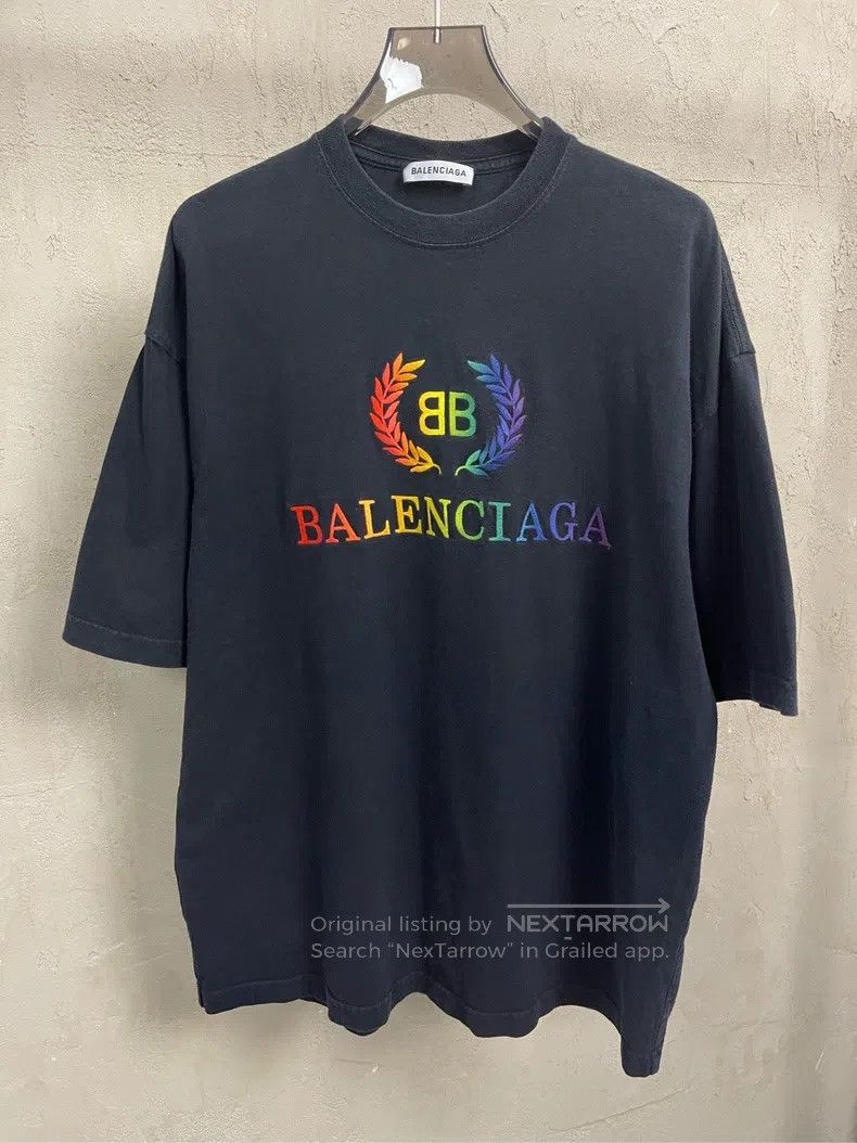 Balenciaga Balenciaga Black Embroidered Colorful Double B Logo Wheat Size US S / EU 44-46 / 1 - 5 Thumbnail