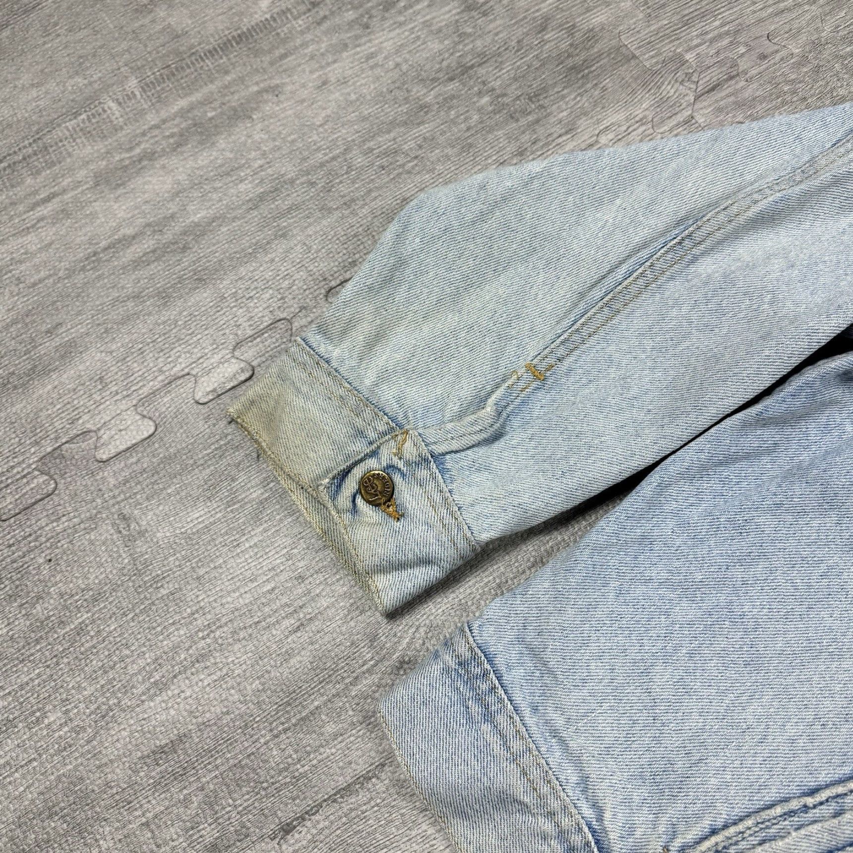 Lee VINTAGE Lee Mr Trucker Denim Jacket 2XL Blue Cowboy Biker 70s Mens Size US 39 - 6 Thumbnail