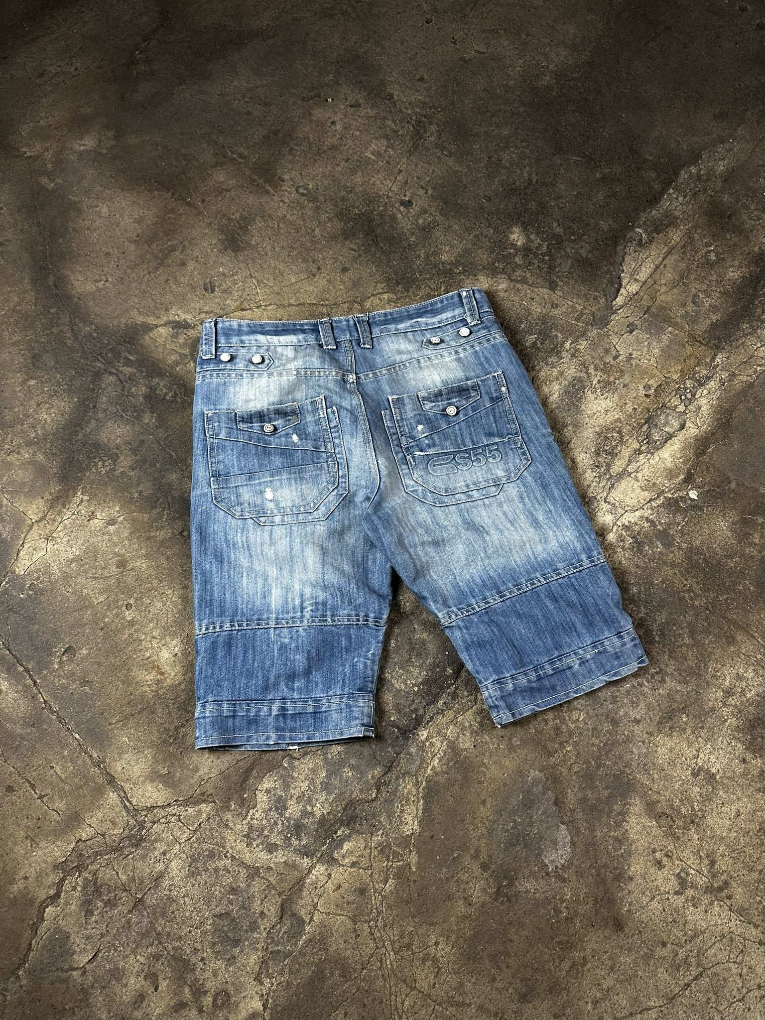 Japanese Brand Vintage Avant Garde Faded Cargo Jeans Y2k Shorts Size US 30 / EU 46 - 6 Thumbnail