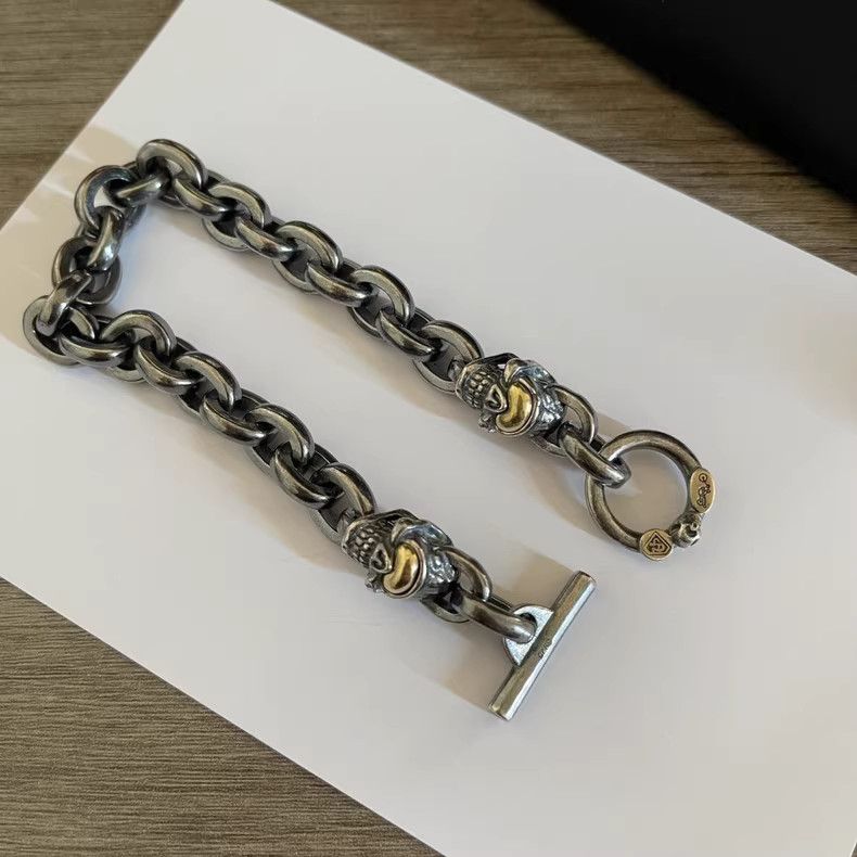 Sterling Silver Chrome Cross Sterling Silver Bracelet Vintage chain Size ONE SIZE - 4 Thumbnail