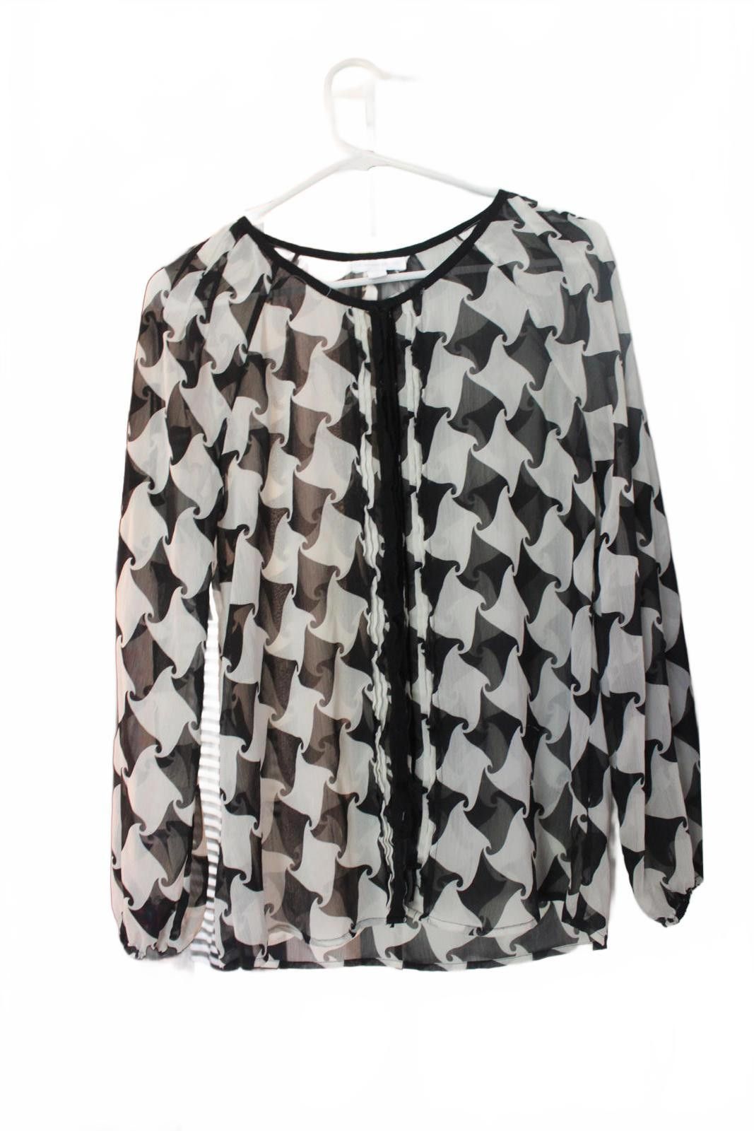 Charter Club Charter Club Black and White Sheer Patterned Blouse Small Size S / US 4 / IT 40 - 1 Thumbnail