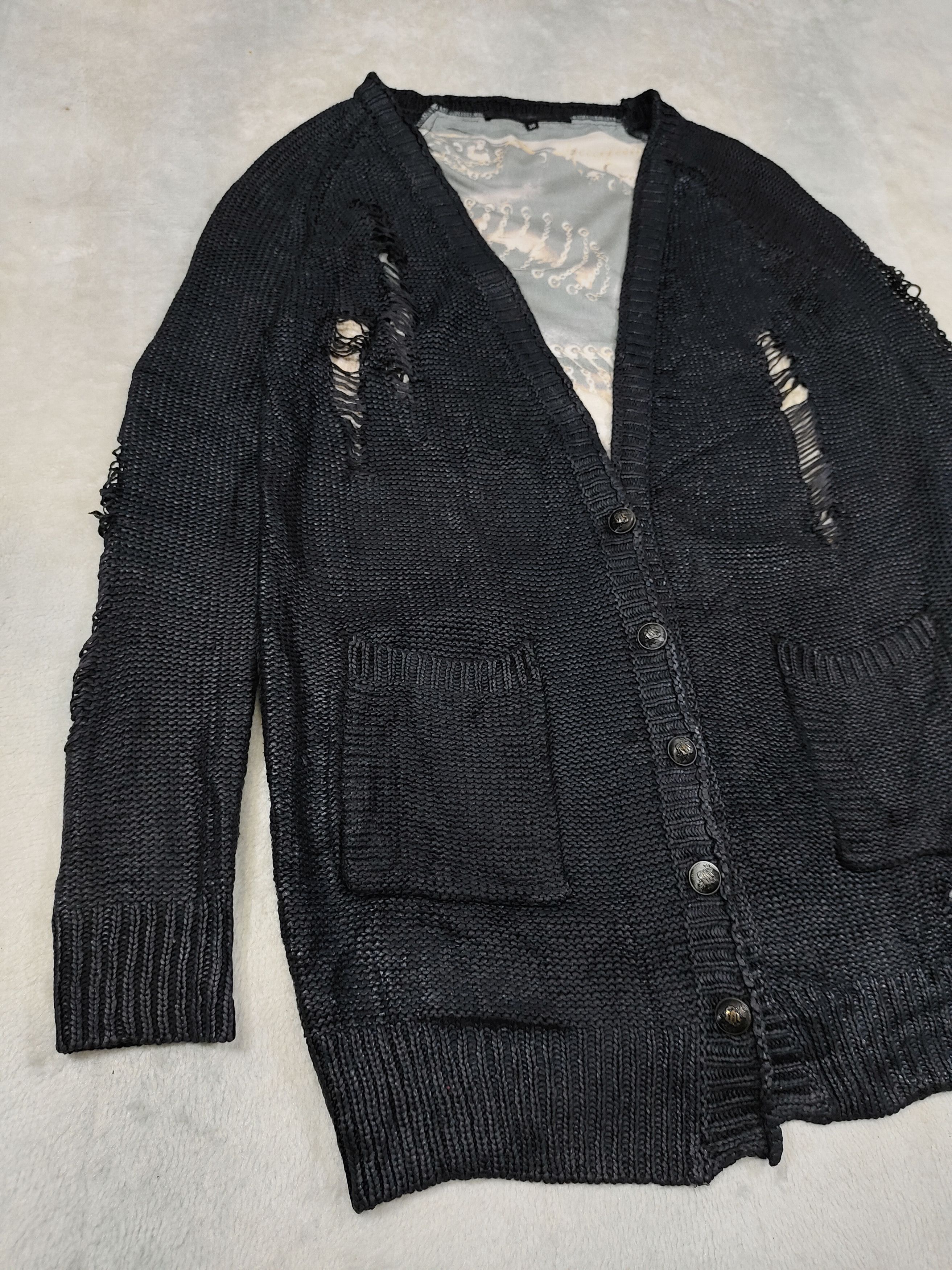 Seditionaries 🇫🇷 Rive Gauche❤️‍🔥Punk Gothic Distressed Wax Knit Cardiga Size M / US 6-8 / IT 42-44 - 8 Thumbnail