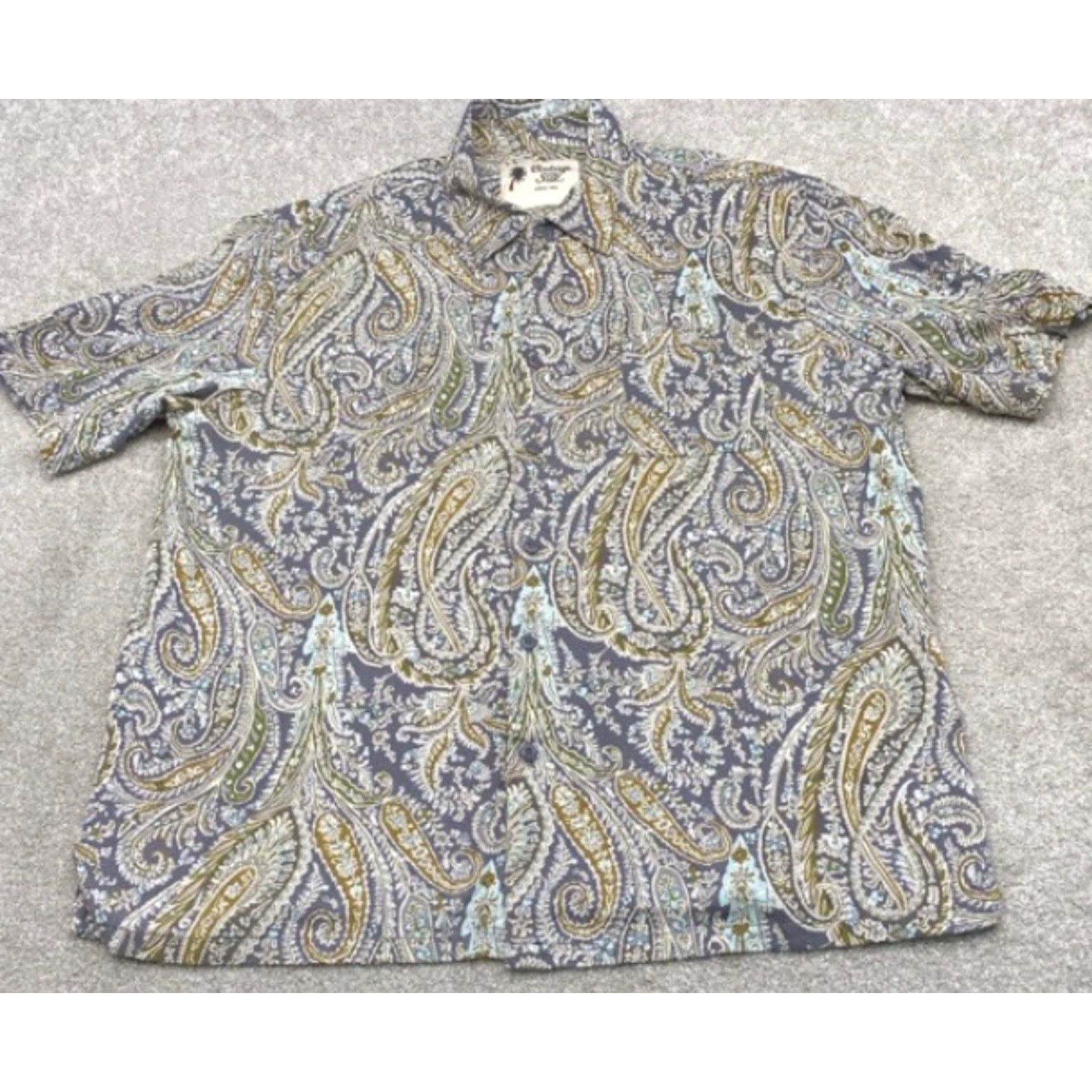 Vintage VINTAGE Men's 2XL Short Sleeve Button Up Silk Shirt Paisley 100% Silk Vintage Silk 5883 Size US XXL / EU 58 / 5 - 2 Thumbnail
