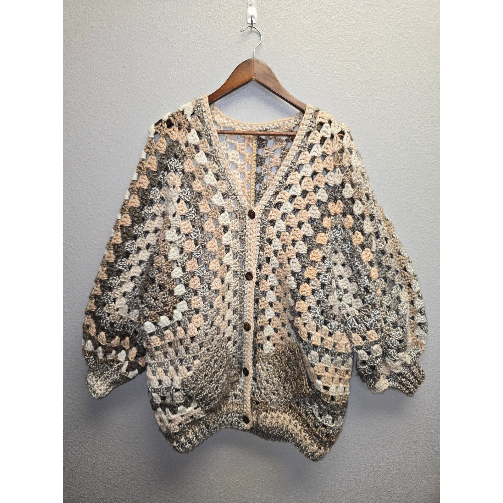 Other Boho Knitwear Cardigan Brown Ombre Oversized Crochet Sweater Size ONE SIZE - 1 Thumbnail