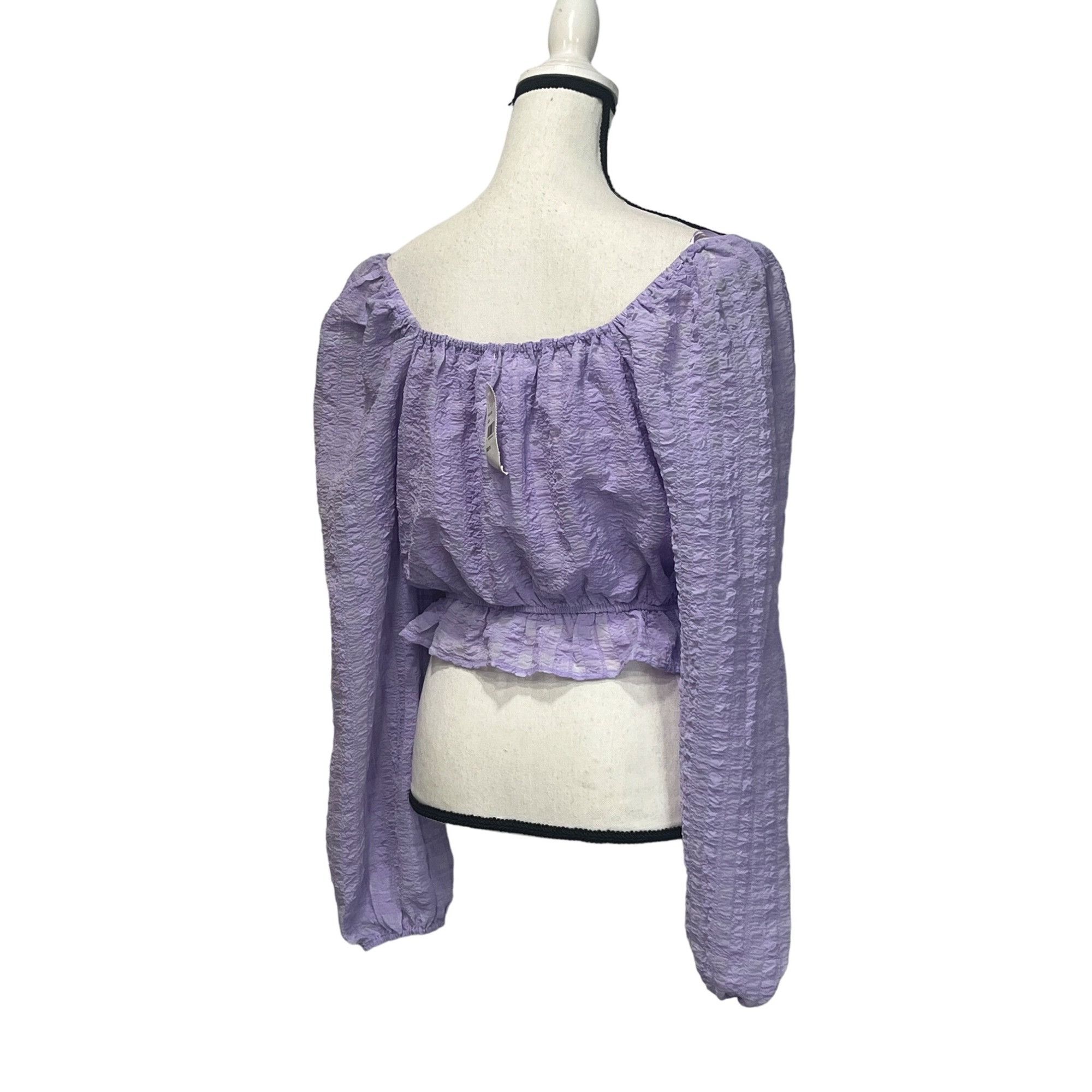 Other Lush women’s Cropped Volume Sleeves Peplum Top, Lilac, Sz. M Size M / US 6-8 / IT 42-44 - 16 Thumbnail