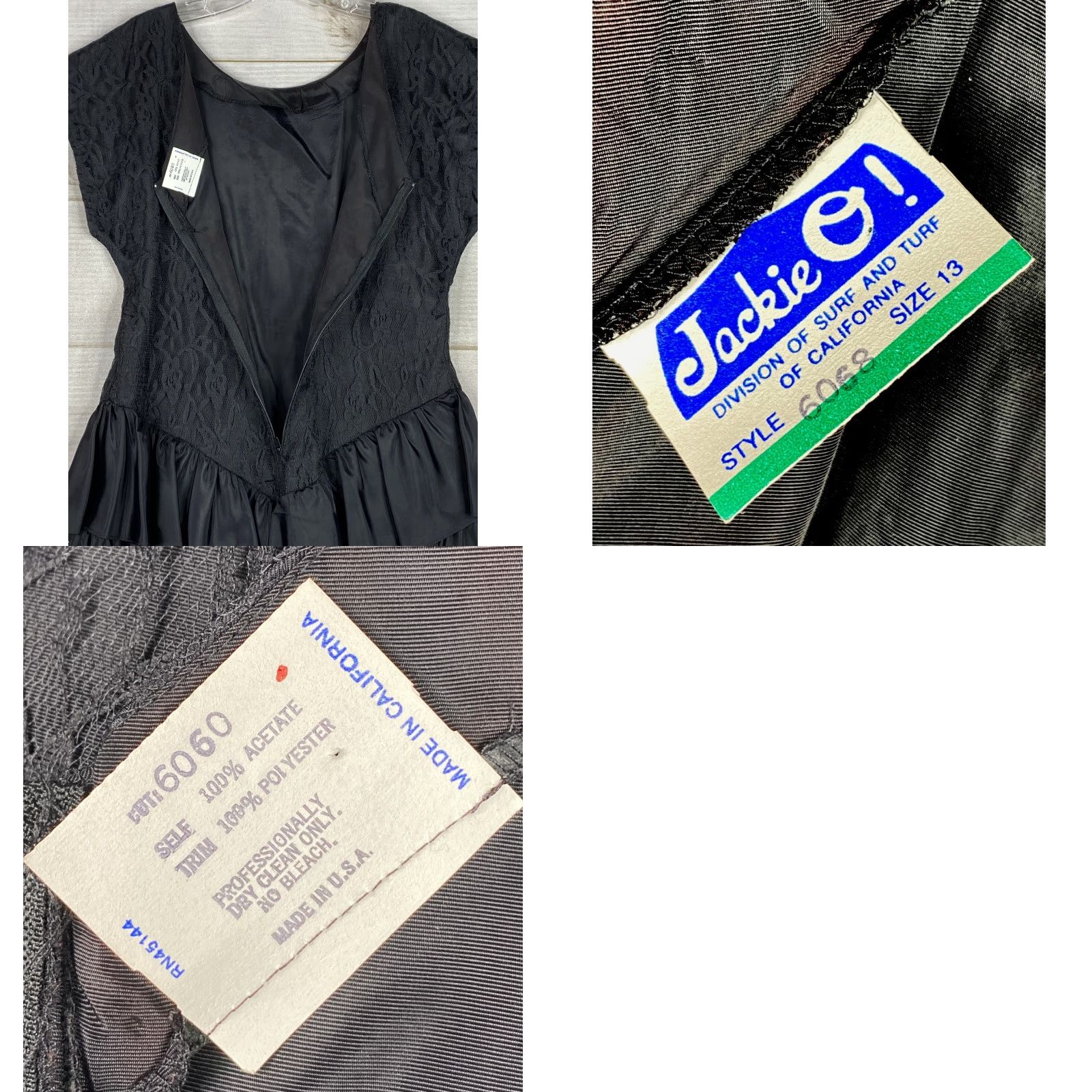 Vintage VINTAGE Jackie O! Dress Womens Jr Sz 13 Black Lace Cocktail Shirt Dress Decade Unknown Art Deco Vintage Womens 13 Black Lace Dress Jackie O! Size XL / US 12-14 / IT 48-50 - 8 Thumbnail