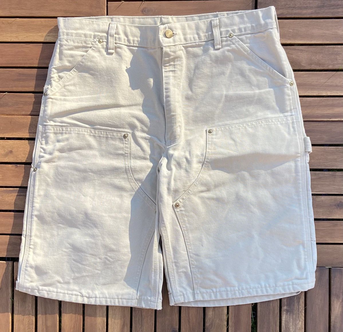 Carhartt 🟤Carhartt Double knee shorts jorts 19 DB🟤 Size US 36 / EU 52 - 4 Thumbnail