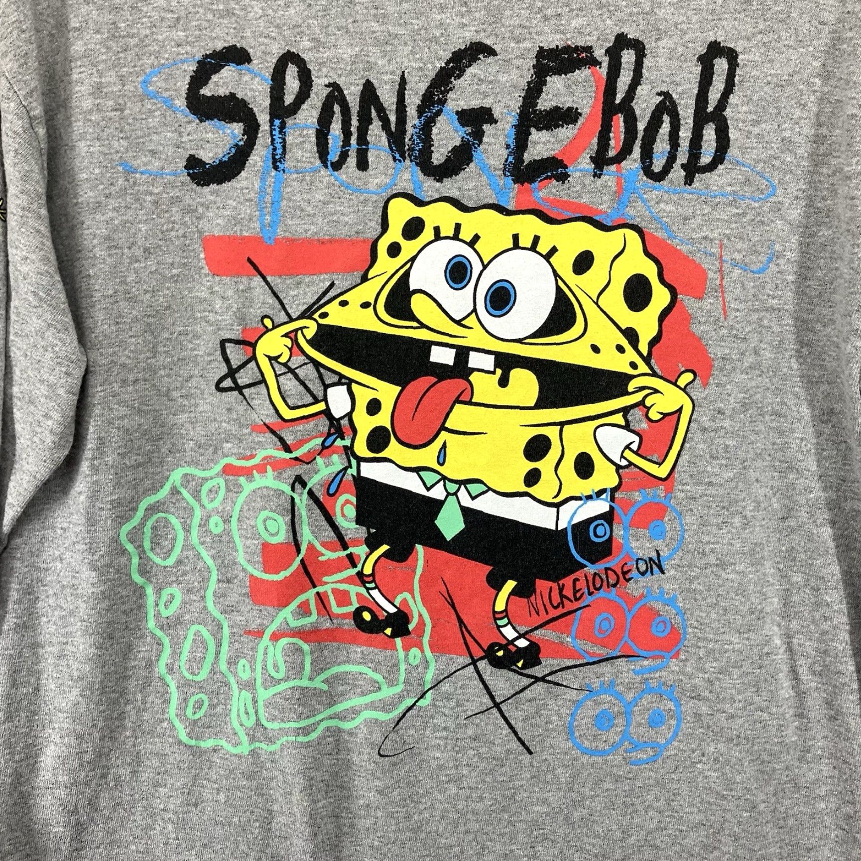 Nickelodeon Mens SpongeBob T Shirt Medium Graphic Print Long Sleeve Nickelodeon Cartoon Funny Gray Cotton Blend Crew Neck Casual Mens Size US M / EU 48-50 / 2 - 3 Thumbnail