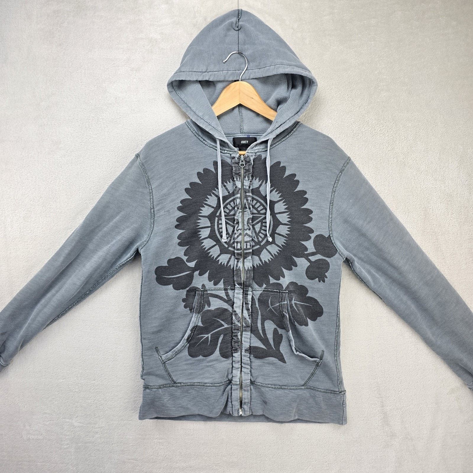 Obey Vtg Obey Full-Zip Hoodie Sweatshirt Medium Flower Skater Y2K Size US M / EU 48-50 / 2 - 2 Thumbnail