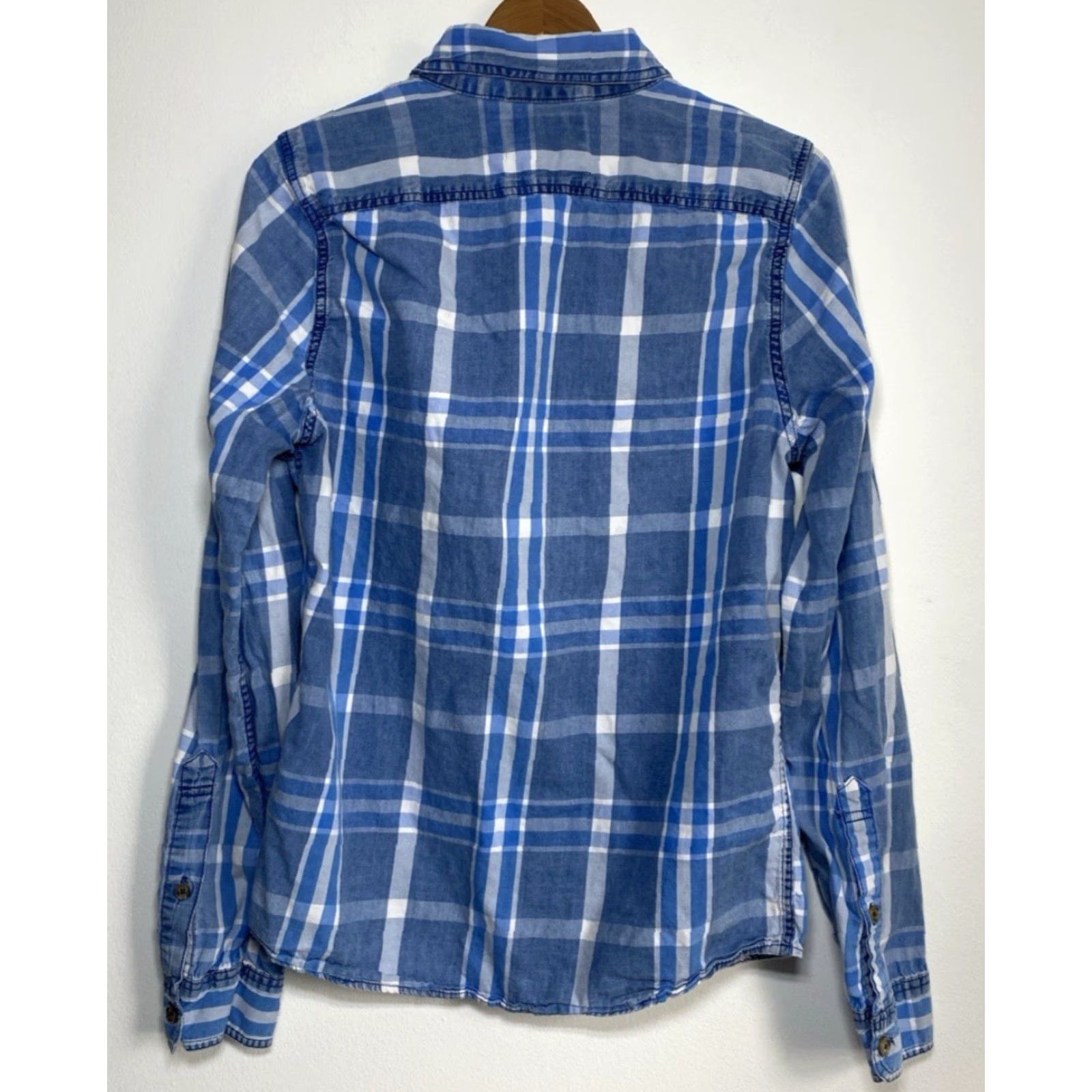 Abercrombie & Fitch VINTAGE Abercrombie & Fitch Button-Up Plaid Shirt Muscle Fit Sz M Mens Shirt Blue Size US M / EU 48-50 / 2 - 2 Thumbnail