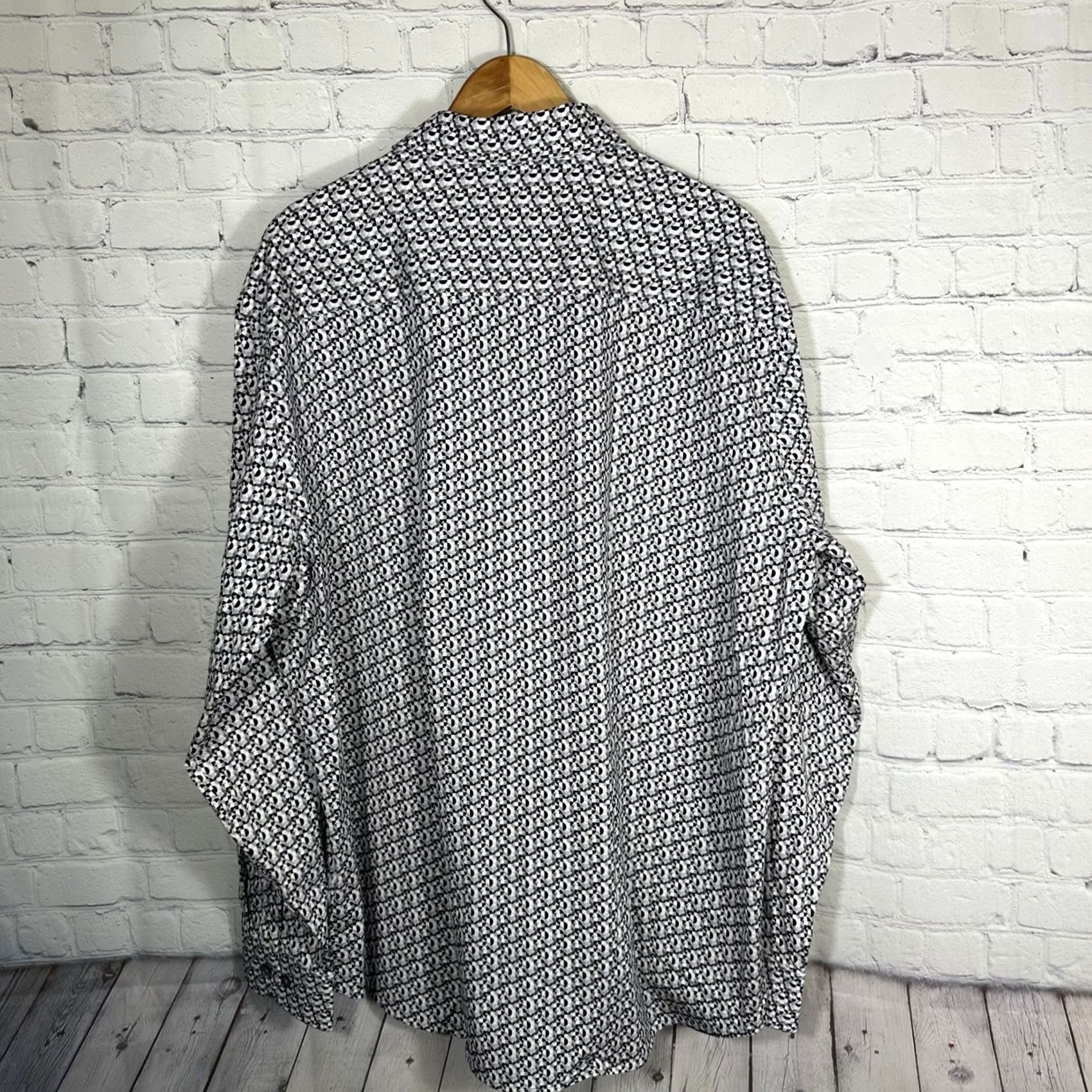 BUGATCHI BUGATCHI OoohCotton Tech Shirt Geometric Print Mens 3XL Cement Big & Tall Button-Up Collared Short Sleeve? Size US XXL / EU 58 / 5 - 7 Thumbnail