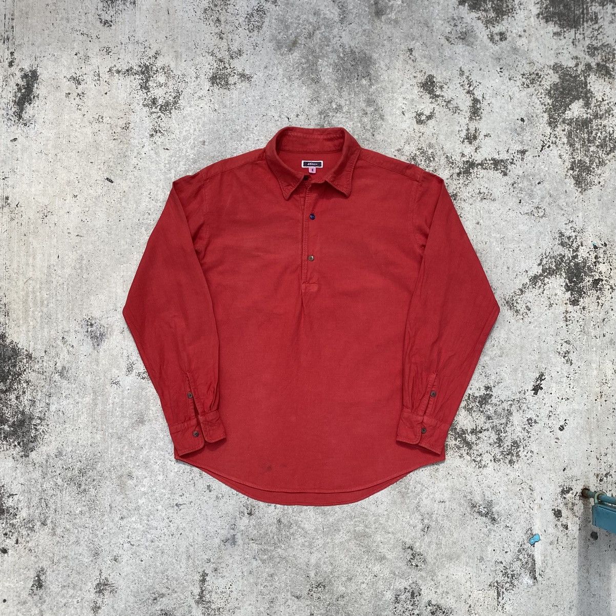 45rpm 45RPM Vintage Brick Orange Half Button-Up LS Polo Tee Size US M / EU 48-50 / 2 - 1 Thumbnail