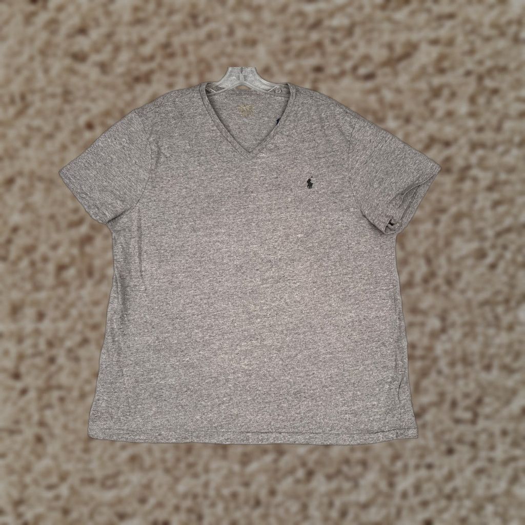 Ralph Lauren Polo Ralph Lauren Shirt Men Large Gray Short Sleeve V-Neck 100% Cotton Slim READ Size US L / EU 52-54 / 3 - 1 Thumbnail