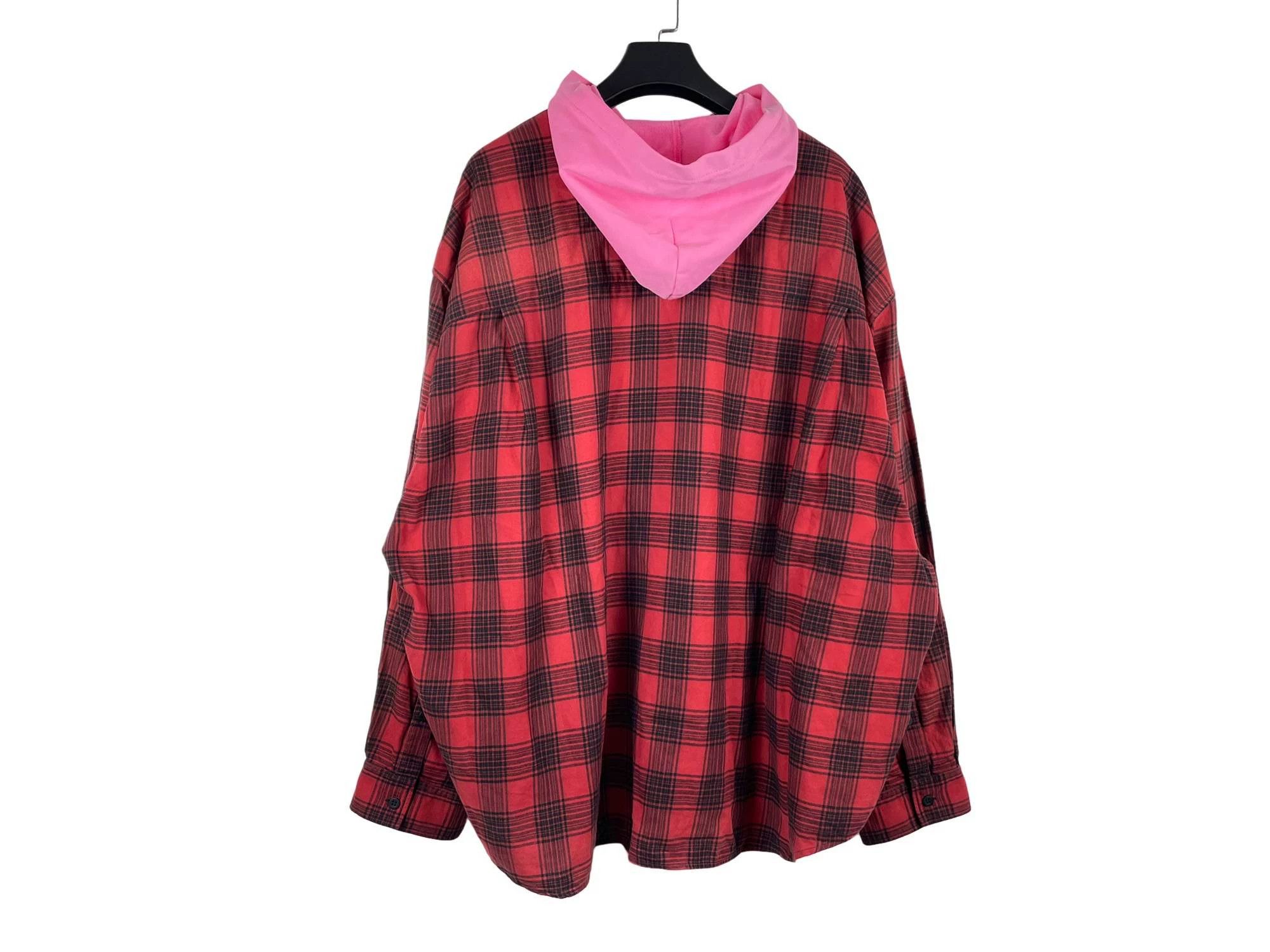 Balenciaga Balenciaga Hooded Check Distressed Shirt Size US M / EU 48-50 / 2 - 2 Thumbnail