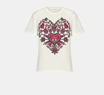 image of Dior O1W1Db10124 T-Shirt In Ecru, Women's (Size Medium)