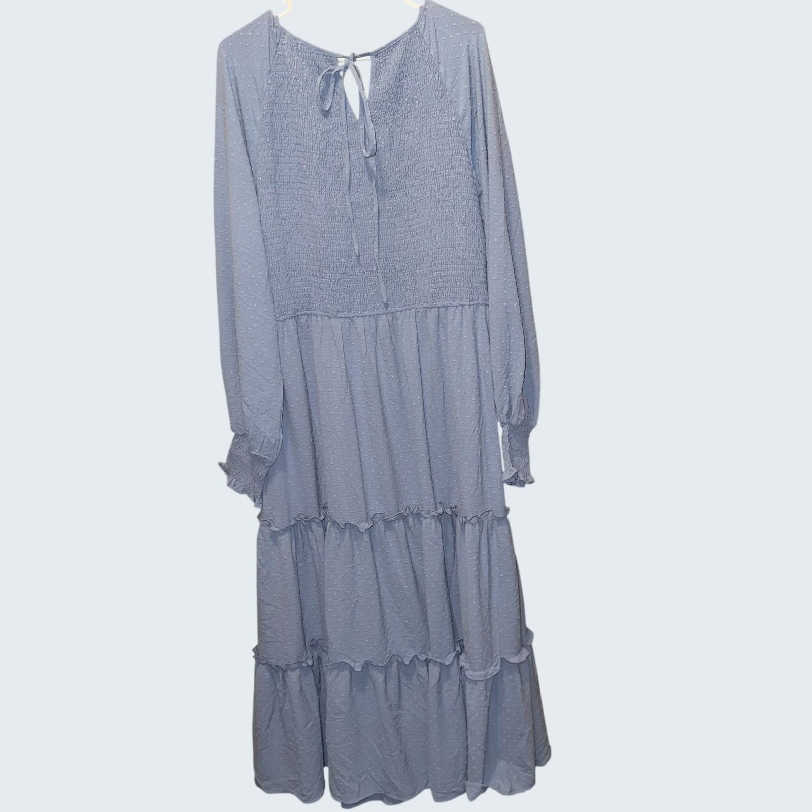 Other PrettyGarden Blue Smocked Maxi Dress Long Sleeve XXL NWT Size XXL / US 16-18 / IT 52-54 - 2 Thumbnail