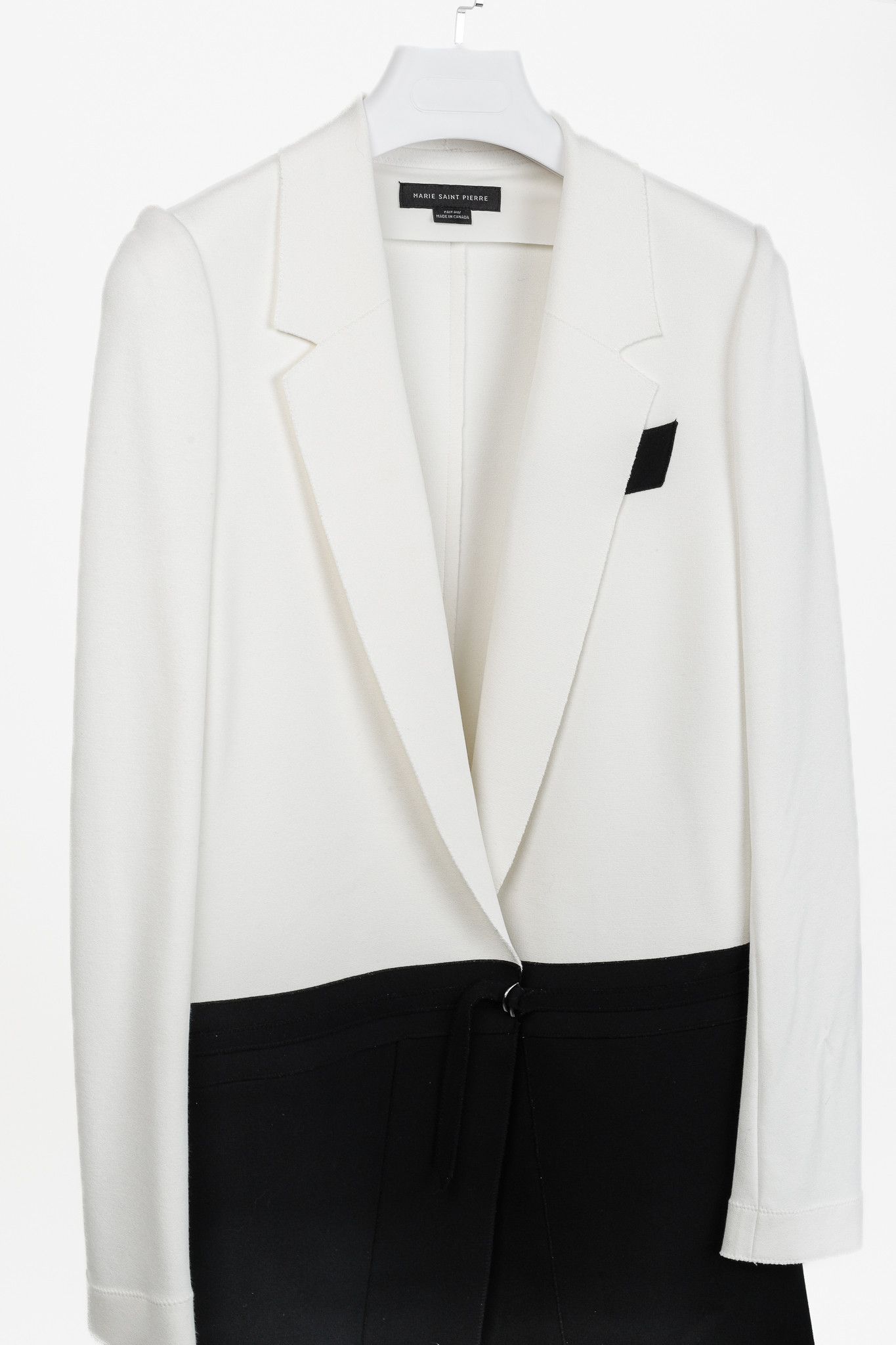 Marie Saint Pierre Marie Saint Pierre White & Black Ponte Two-Tone Blazer Size M / US 6-8 / IT 42-44 - 3 Thumbnail