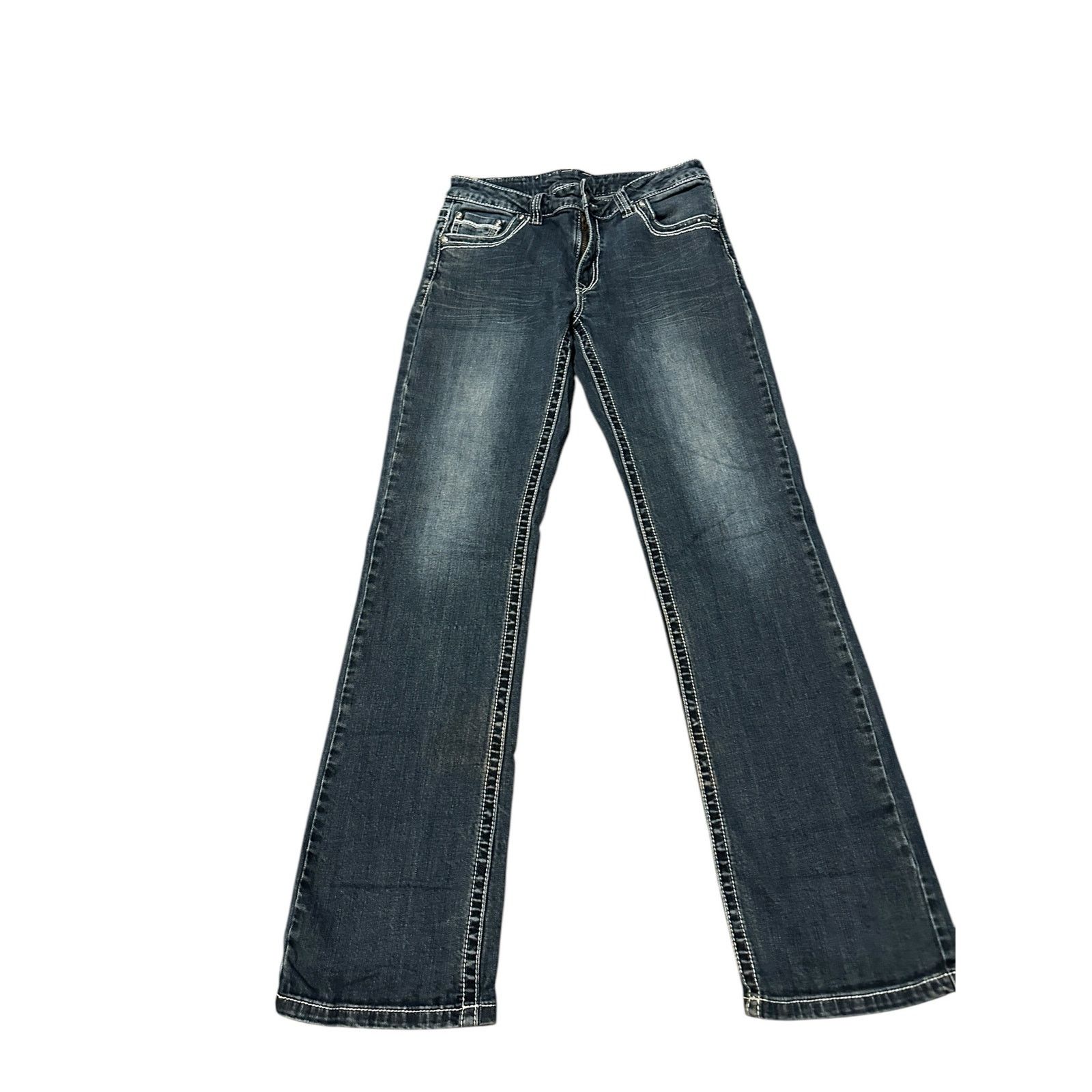 Other Medium Wash Blue Embroidery Bootcut Western Denim Jeans Size 31" - 6 Thumbnail