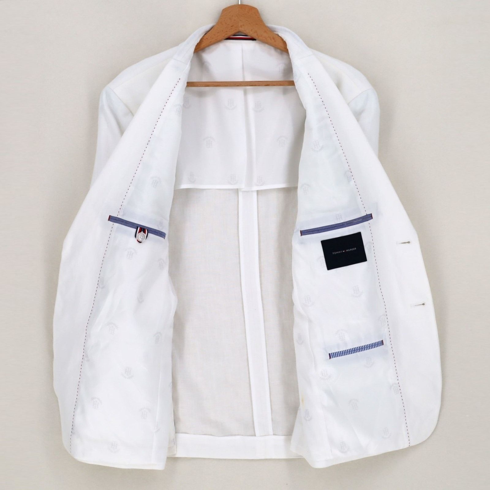 Tommy Hilfiger Tommy Hilfiger Men's White Linen Modern Suit Jacket Size 40S Size 40S - 5 Thumbnail