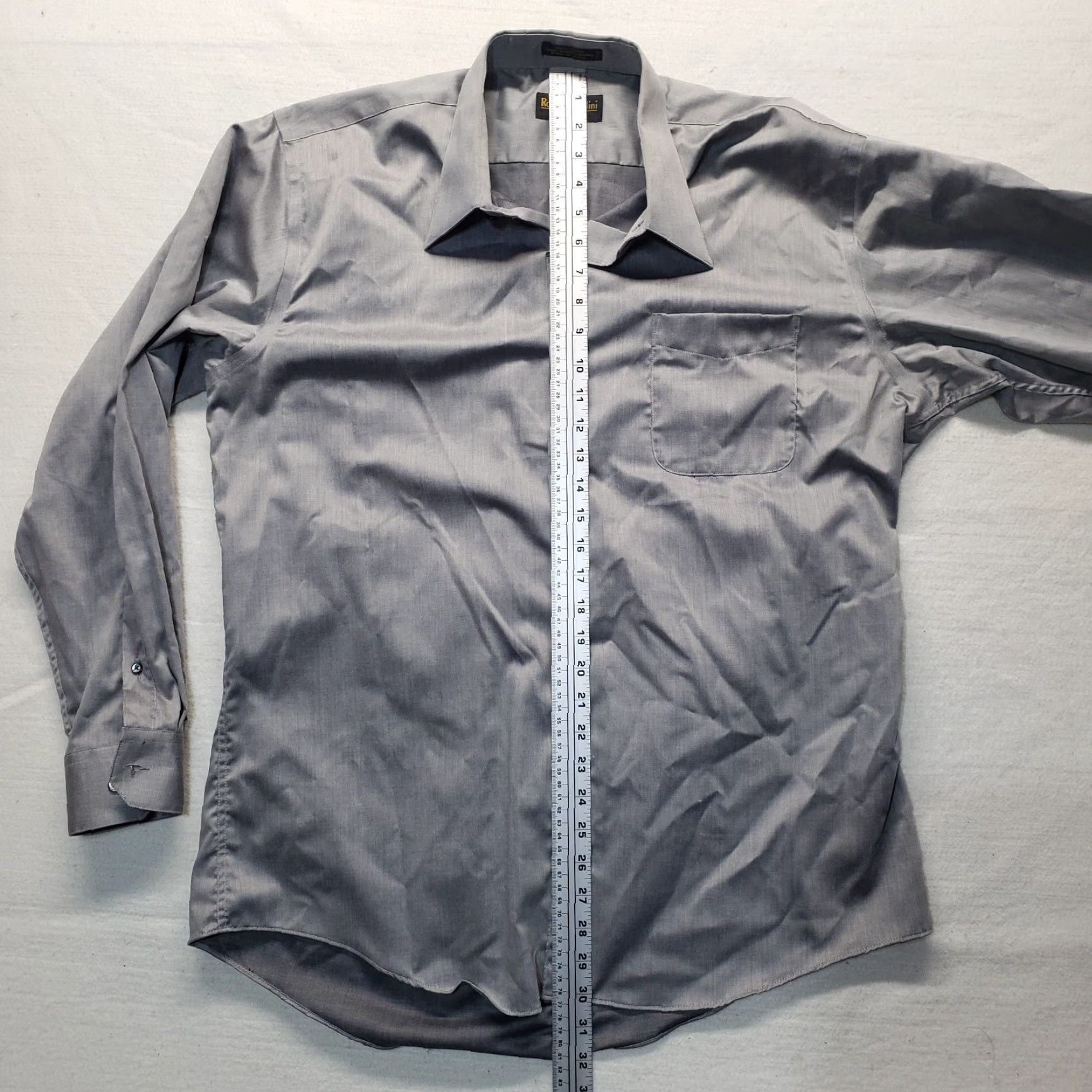 Vintage Roberto Villini Dress Shirt Solid Gray 100% Cotton Men 16.5 34 35 Shirt) Size 46R - 6 Thumbnail