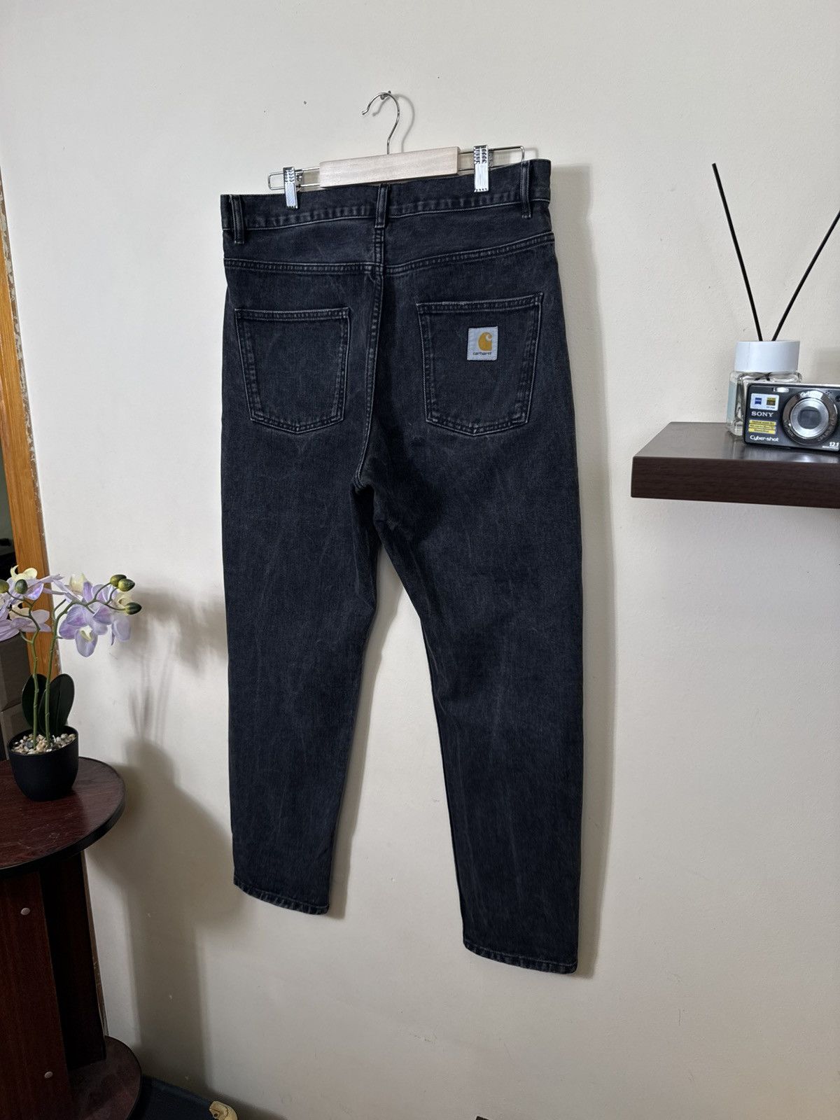 Carhartt Wip Carhartt WIP Newel Pants Denim Men Black 31 L Washed Jeans Size US 31 - 3 Thumbnail