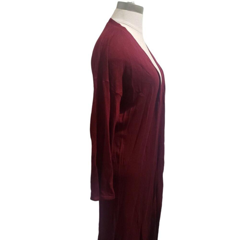 Mango CT1959 Mango MNG Burgundy Knee Length Open Sweater Duster M Size M / US 6-8 / IT 42-44 - 3 Thumbnail