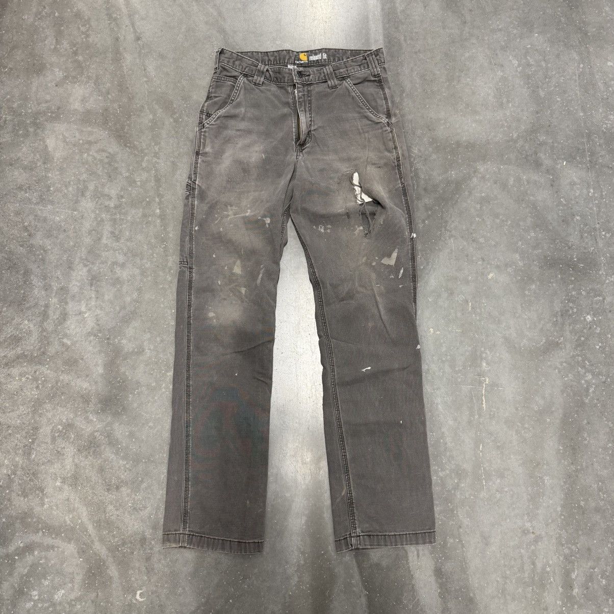 Carhartt × Vintage VTG Fucked Up Carhartt Paint Splatter Distressed Work Pants Size US 30 / EU 46 - 2 Thumbnail