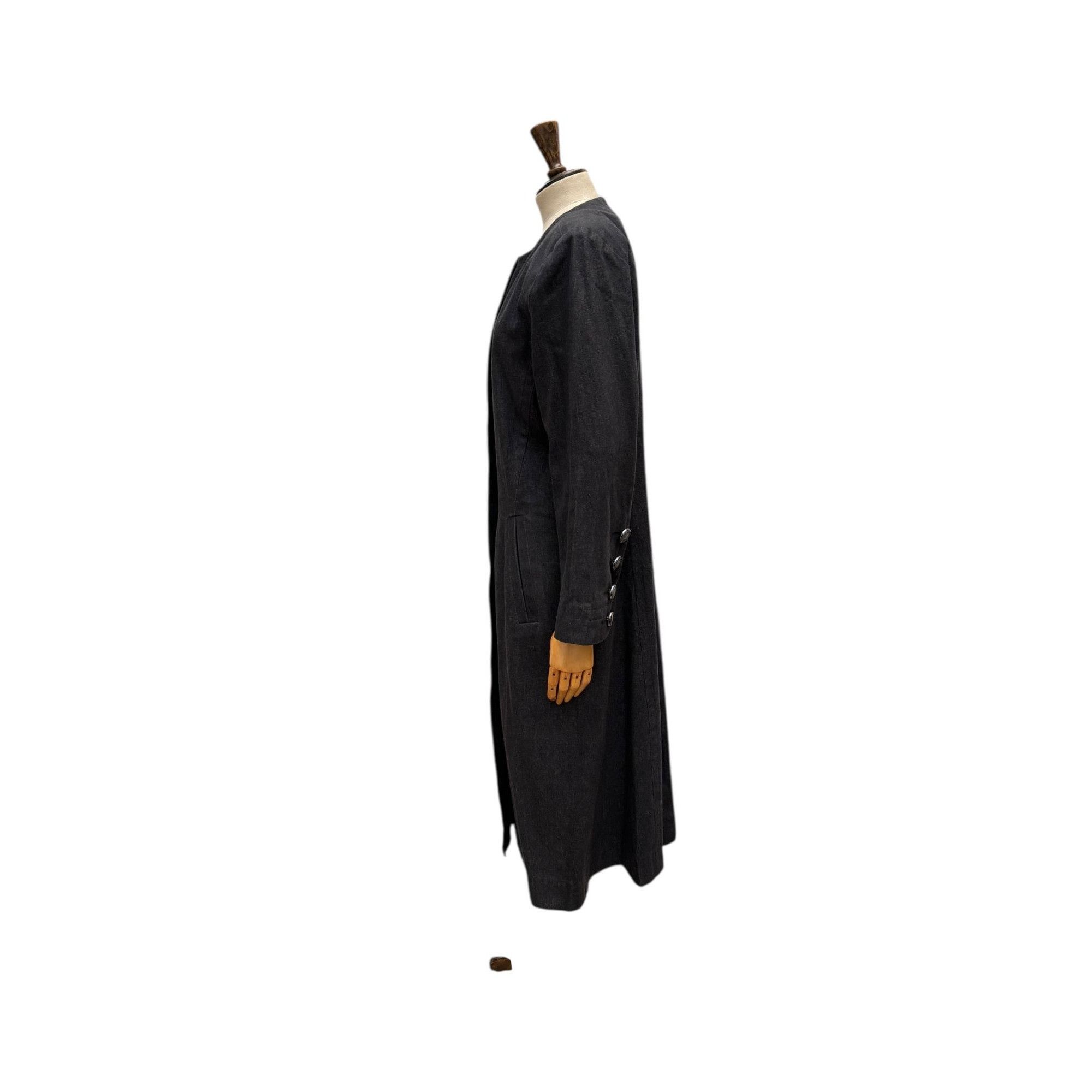 Yves Saint Laurent 1980s Grey Cotton Elegant Mid-Season Maxi Coat Size L / US 10 / IT 46 - 4 Thumbnail