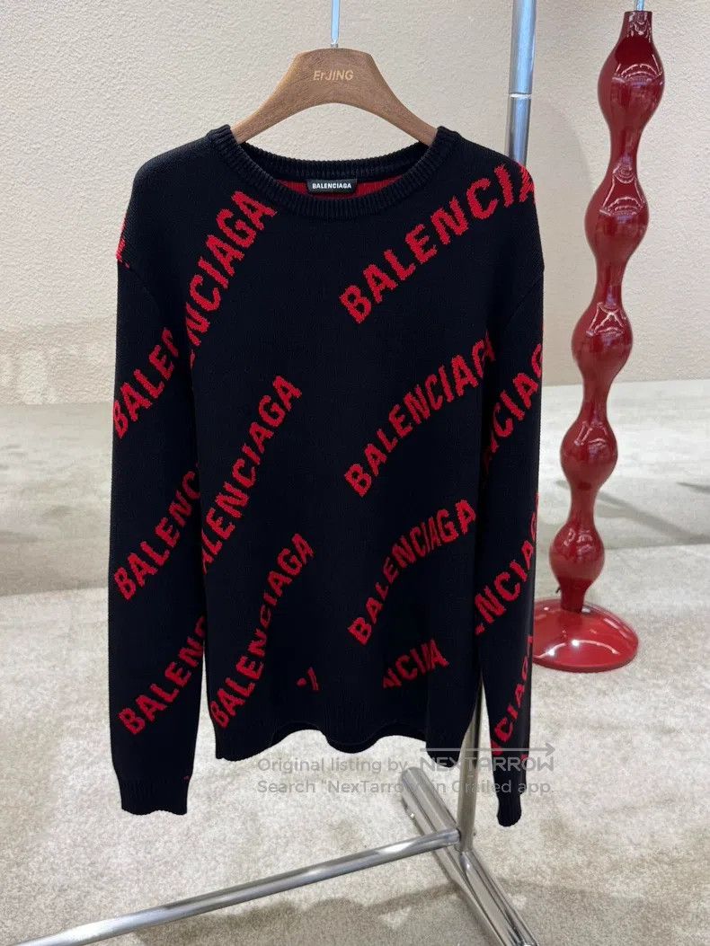 Other Balenciaga Black and red barrage knit long-sleeve sweater Size US S / EU 44-46 / 1 - 1 Thumbnail