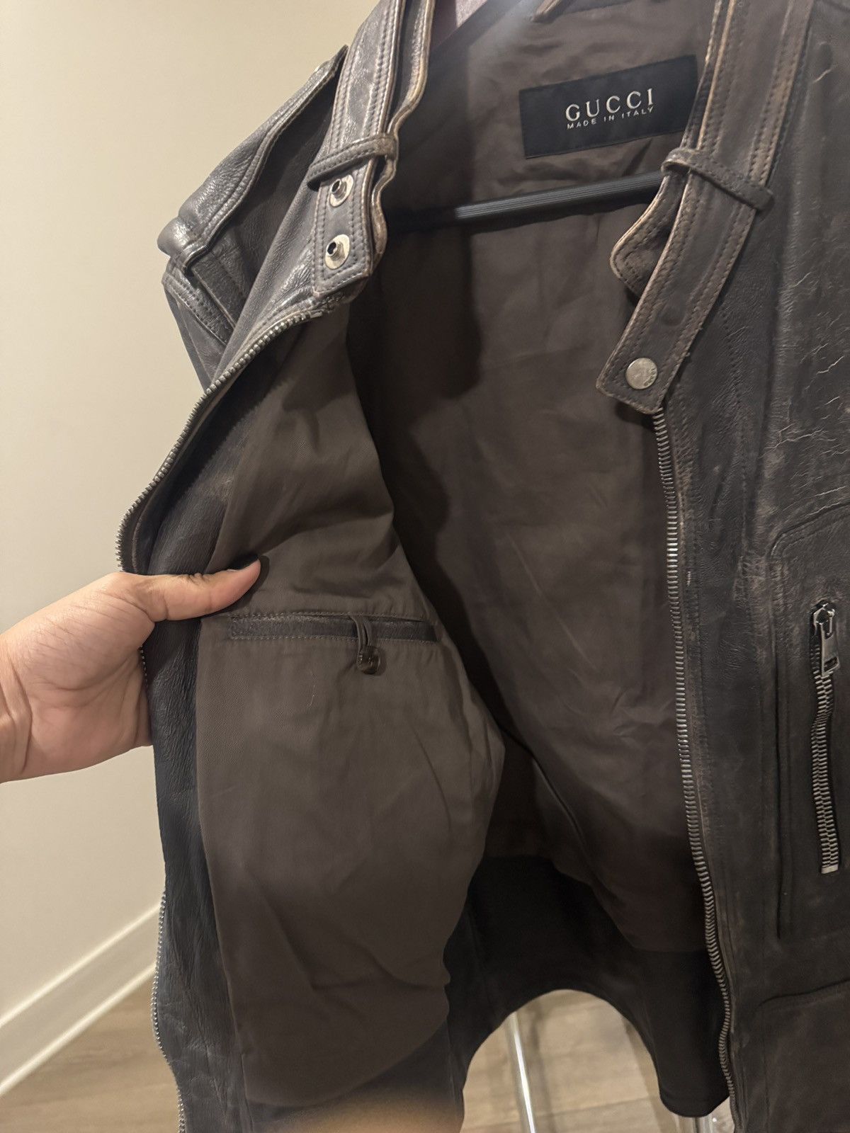 Gucci Gucci Runway Collection Leather Jacket –Stitched Back Detail Size US XL / EU 56 / 4 - 7 Thumbnail