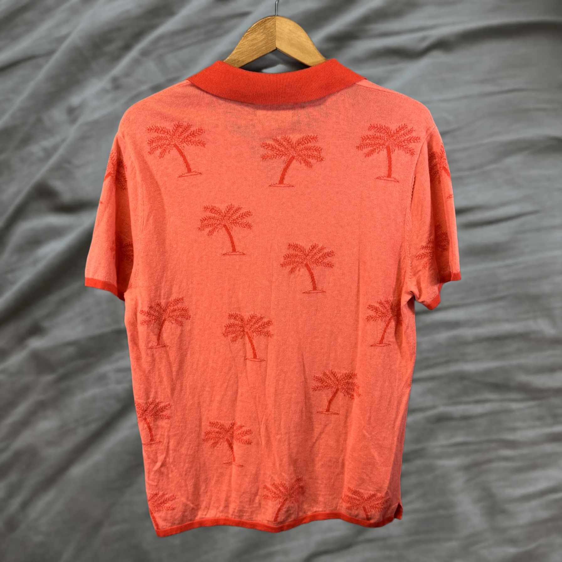 Bonobos Bonobos Polo Shirt Mens Medium Red Coral Palm Tree Jacquard Knit Cotton Slim Fit Size US M / EU 48-50 / 2 - 1 Thumbnail