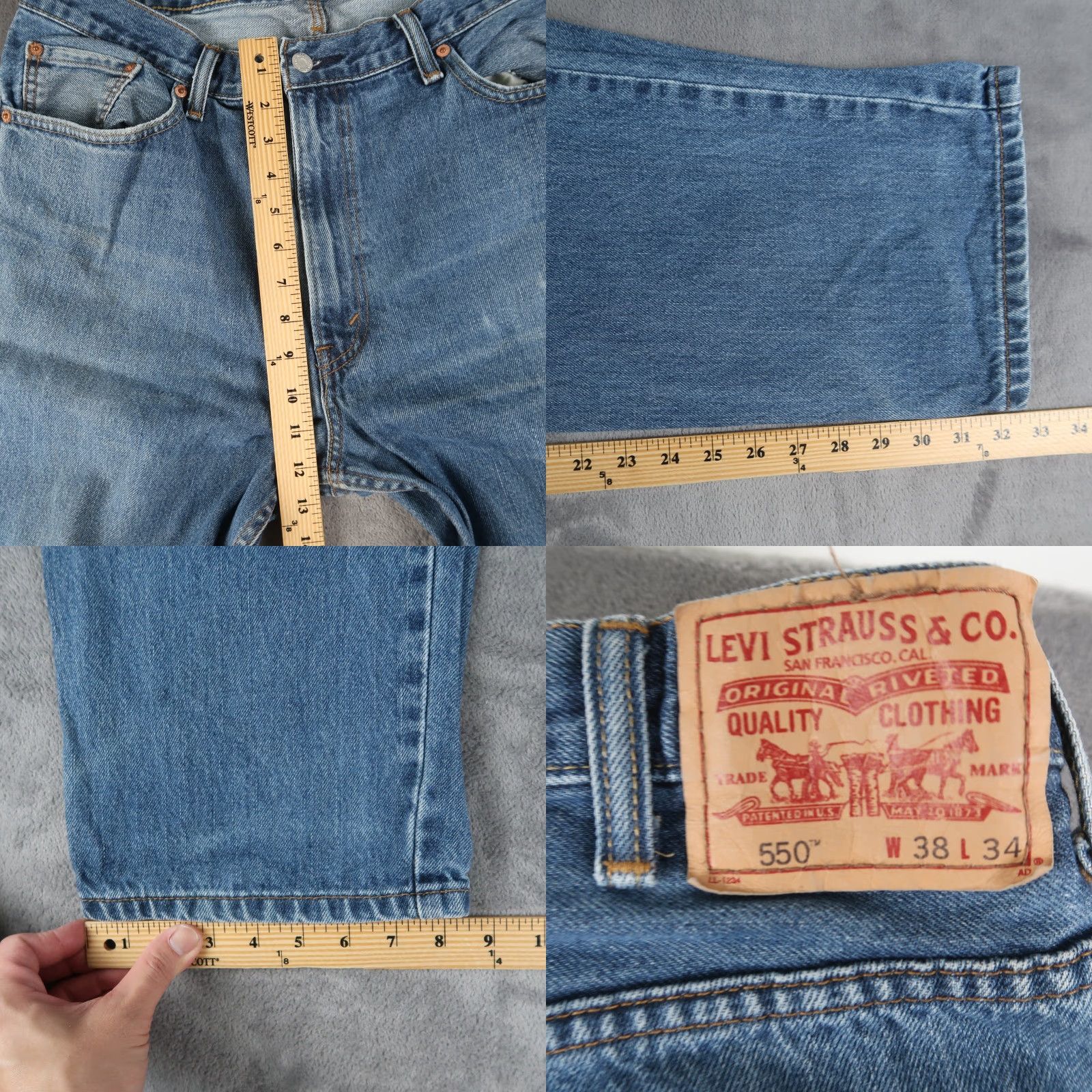 Levi's VINTAGE Levi's 550 Jeans Blue Denim 5-Pocket Relaxed Fit Mens Size 38x34 (36.5x32.5) Blue With Red Tab Size US 38 / EU 54 - 9 Thumbnail