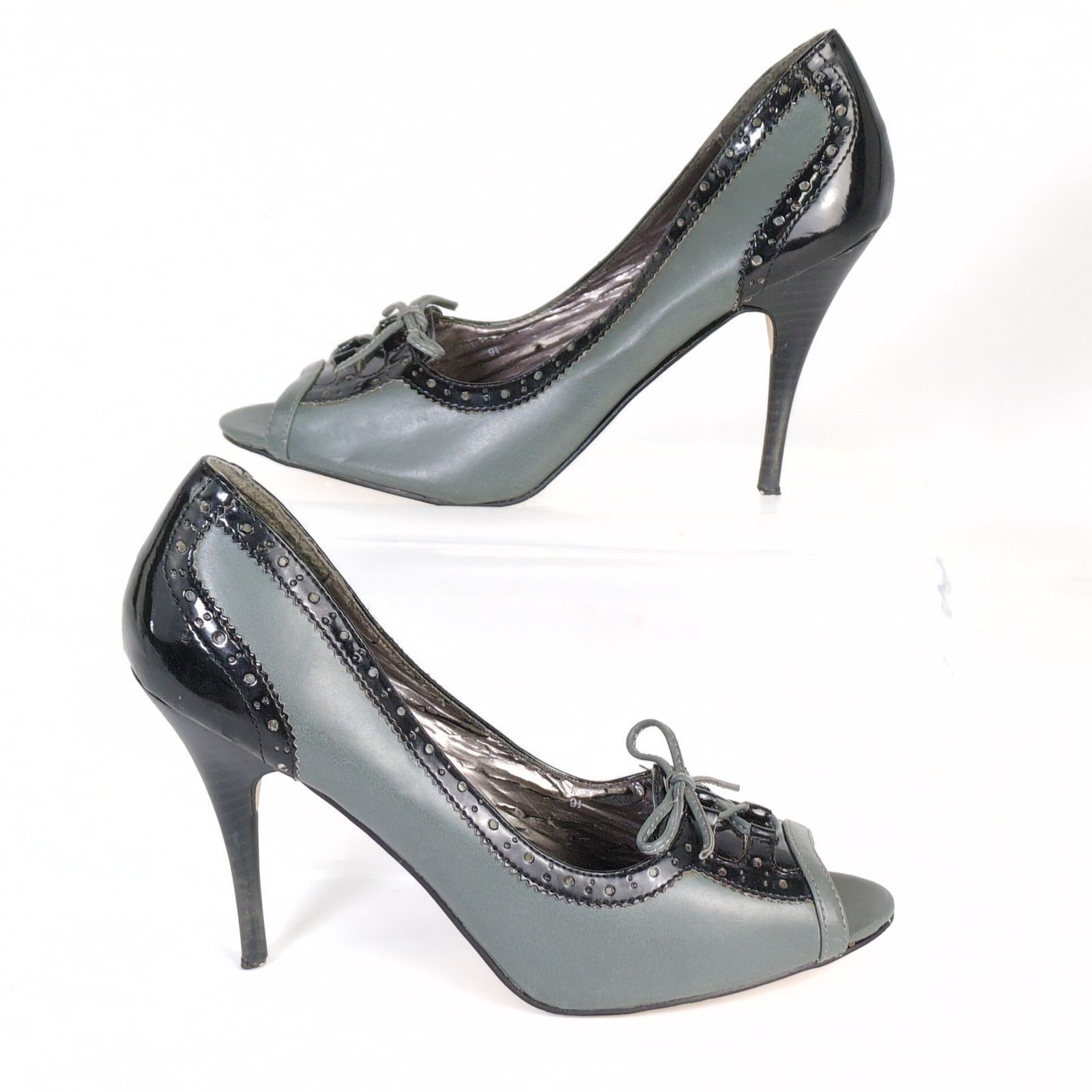 Other Joey Women's 9.5 Peep Toe 4" High Heels Bow Patent Brogue Size US 9.5 / IT 39.5 - 5 Thumbnail