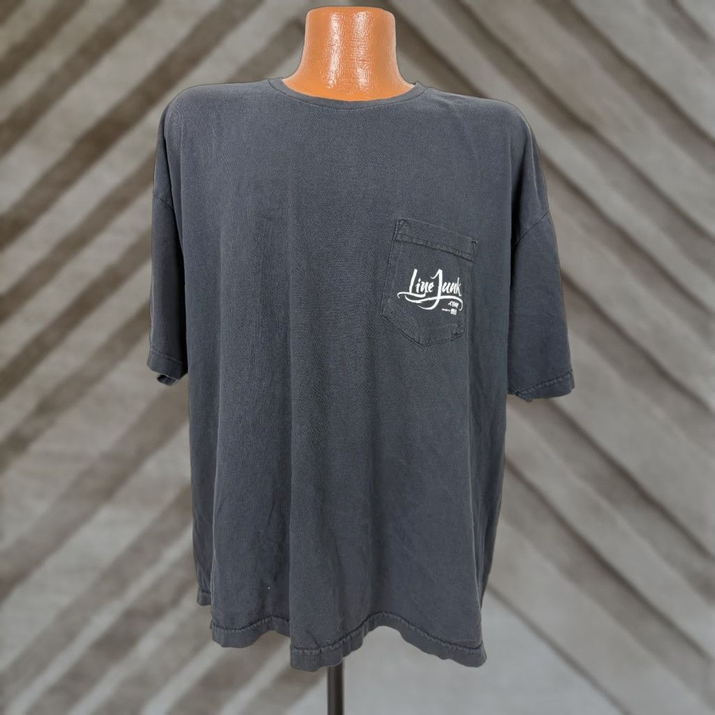 Vintage Lineman Shirt Bayside T-Shirt 2XL Black Cotton Graphic Print Short Sleeve Crew Neck USA Size US XXL / EU 58 / 5 - 1 Thumbnail