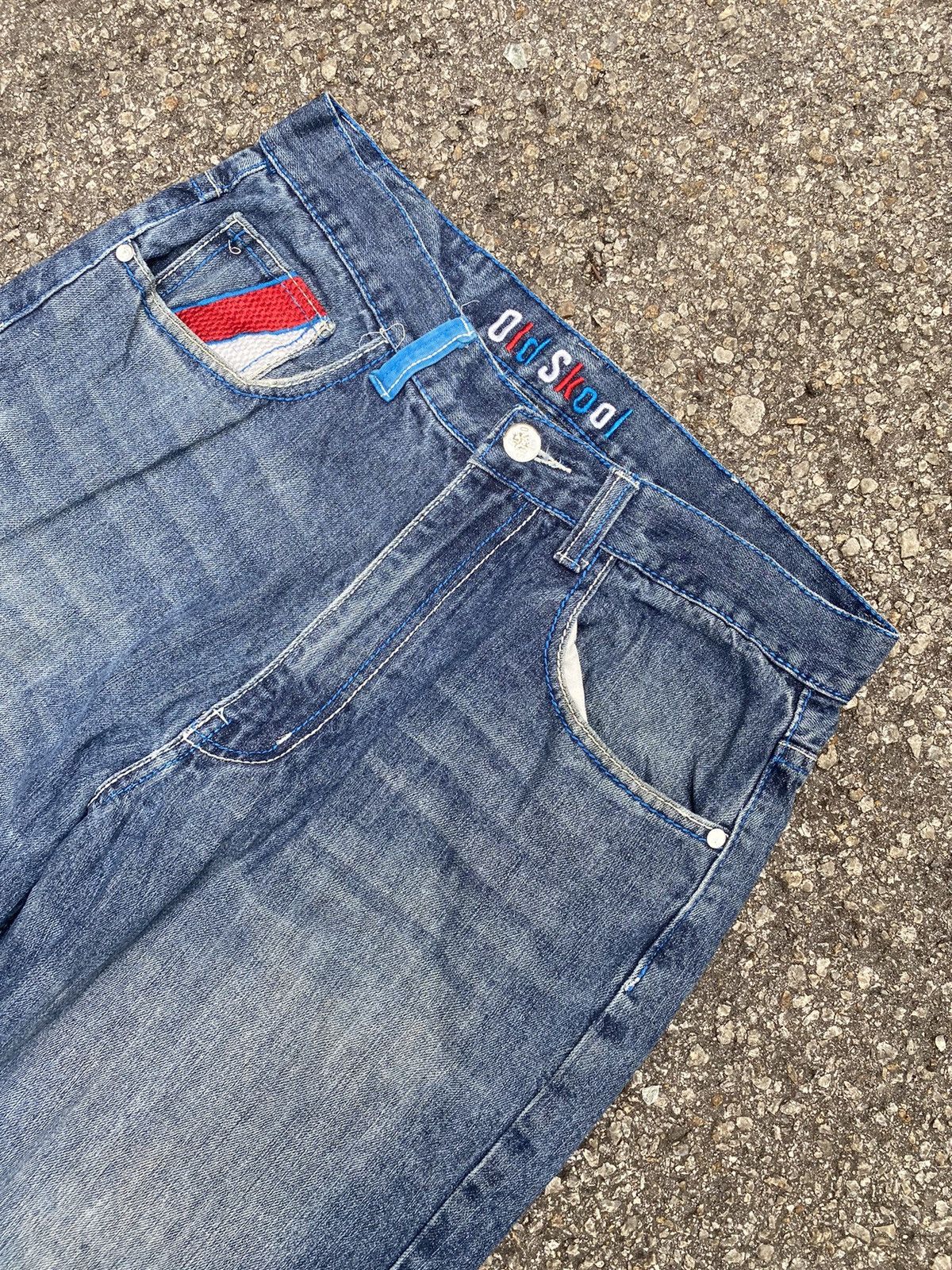 Southpole Vintage Y2K Baggy Faded Blue Jeans Embroidered Old Skool Size US 32 / EU 48 - 5 Thumbnail