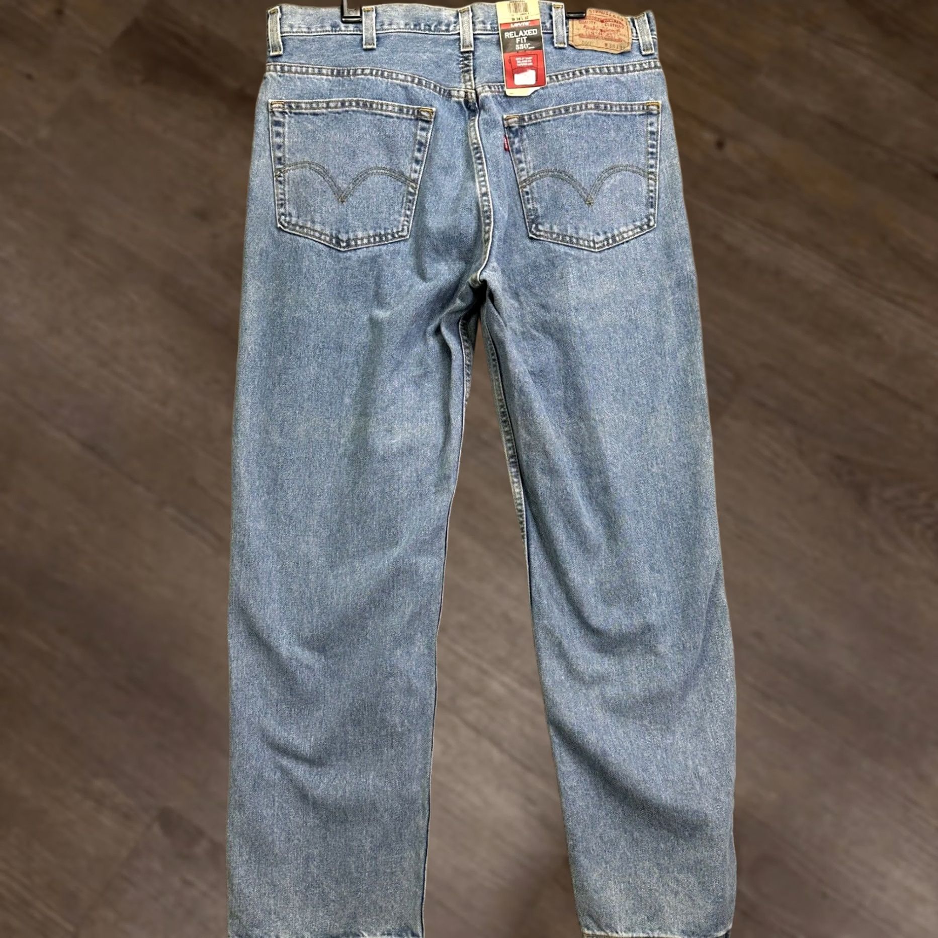 Levi's Levi's 550 Jeans Mens 38X32 Blue Relaxed Straight Denim NEW Light Wash 5-Pocket Logo 66 Waist Inseam 32 Mens Jeans LEVIS 550 Blue Light Wash Regular Size US 38 / EU 54 - 1 Thumbnail