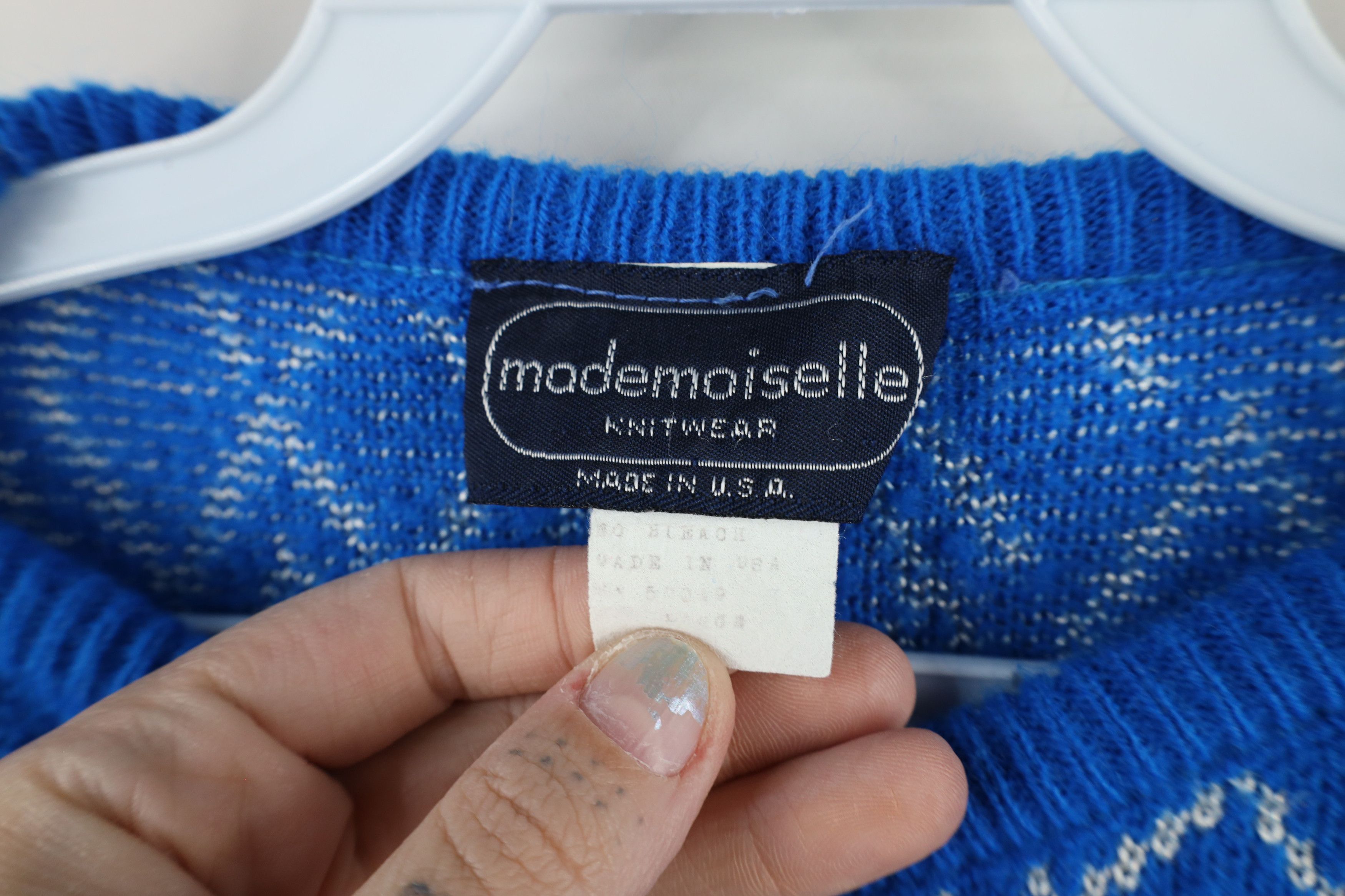 Vintage Vintage 80s 90s Streetwear Flower Knit Sweater Blue USA Size L / US 10 / IT 46 - 7 Thumbnail