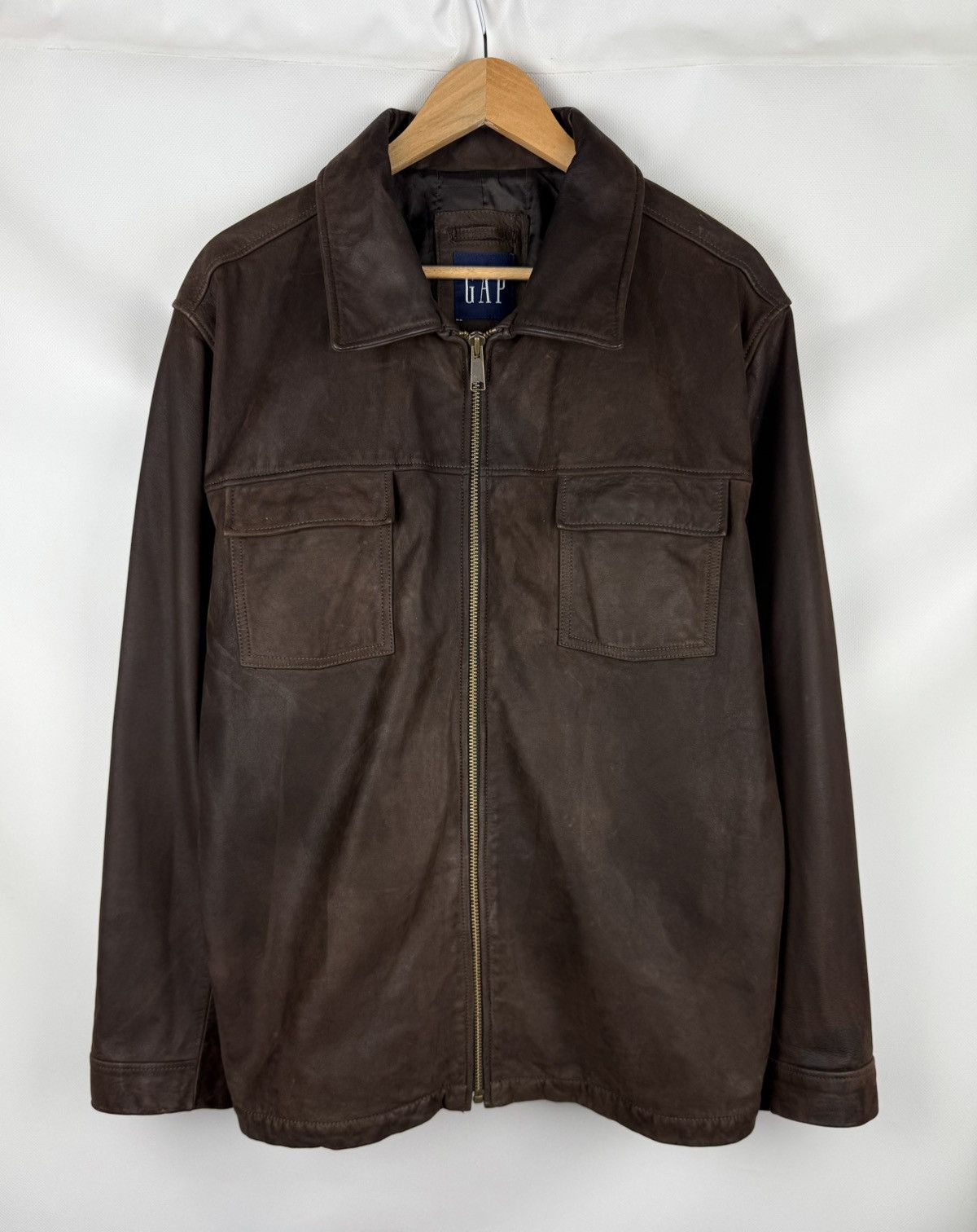 Gap × Vintage GAP Vintage Leather Jacket Zip Up | Grailed