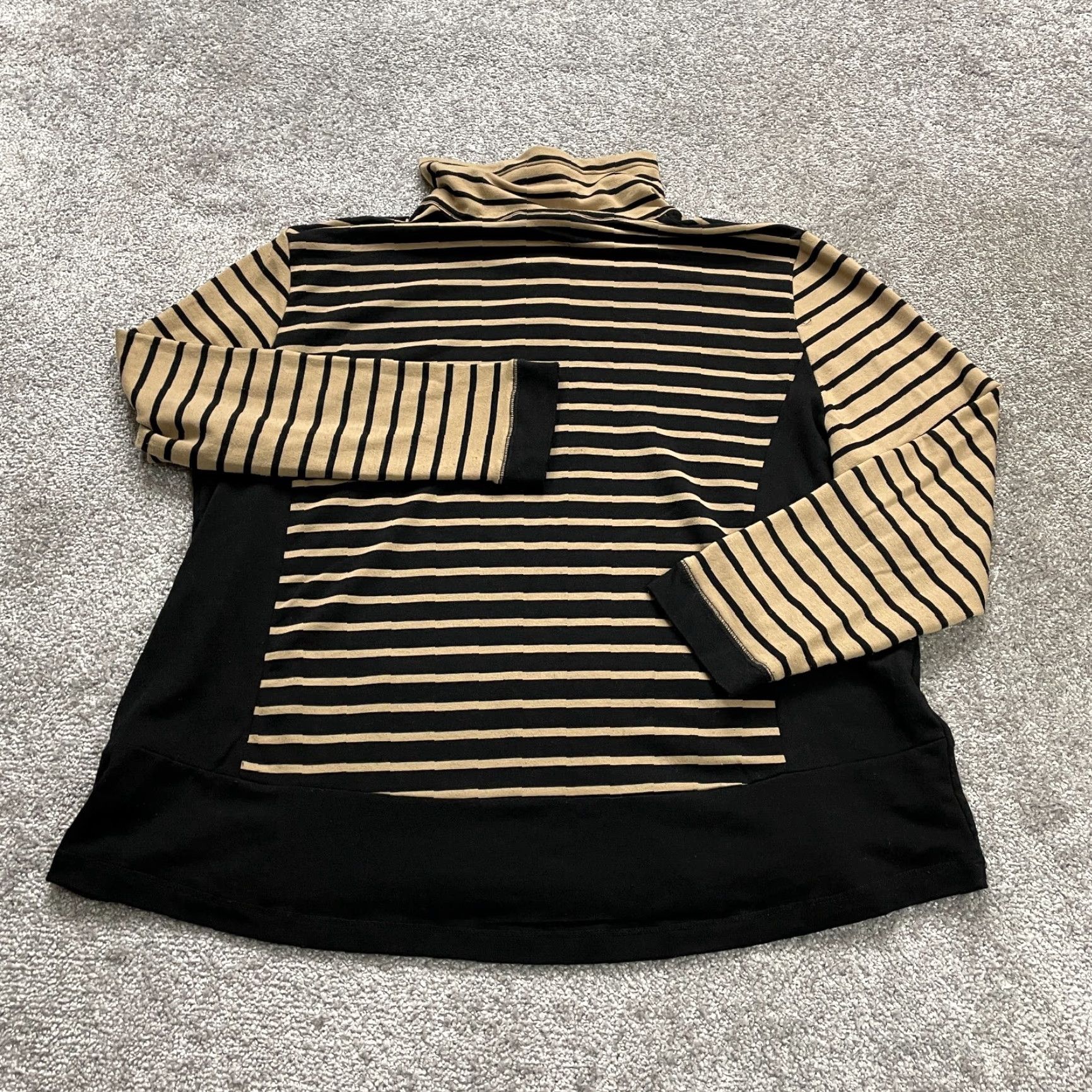 Vintage Rudy RD Sweater Women XL Brown Black Striped Zip Up Pockets Long Sleeve Pullover Size XL / US 12-14 / IT 48-50 - 2 Thumbnail