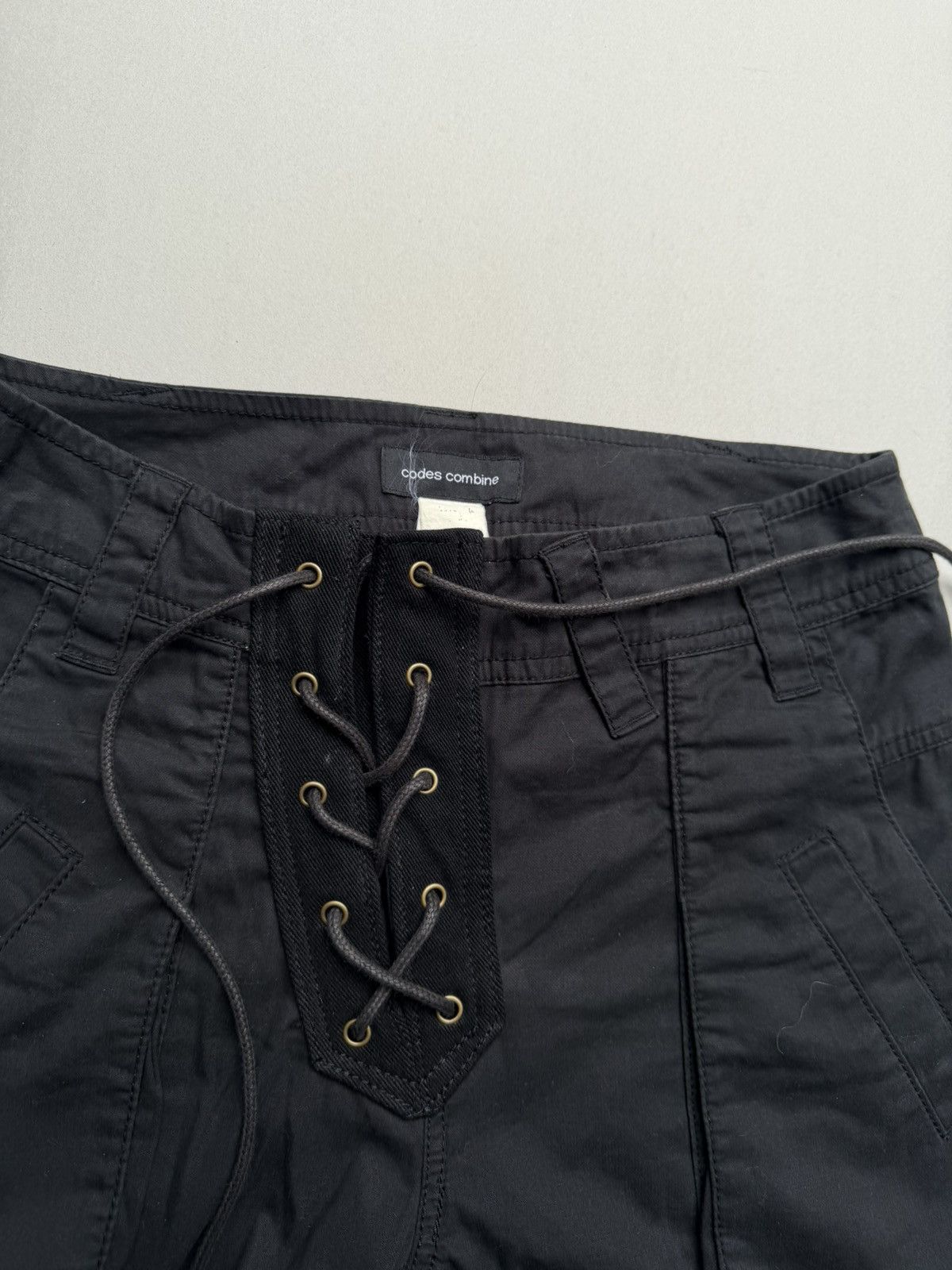 Japanese Brand Asymetricl lace-up flare cargo pants Size US 28 / EU 44 - 2 Thumbnail
