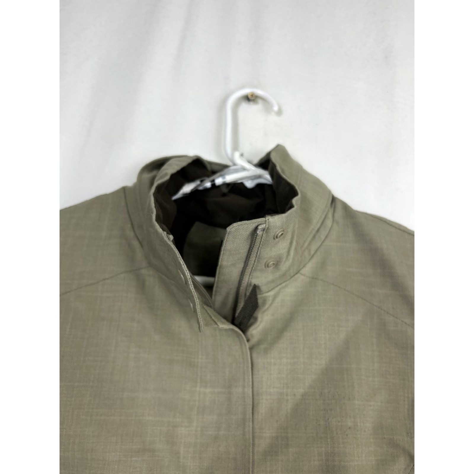 REI Womens Small Full Zip Jacket Beige Nylon Polyester Missing Hood Cinch Waist