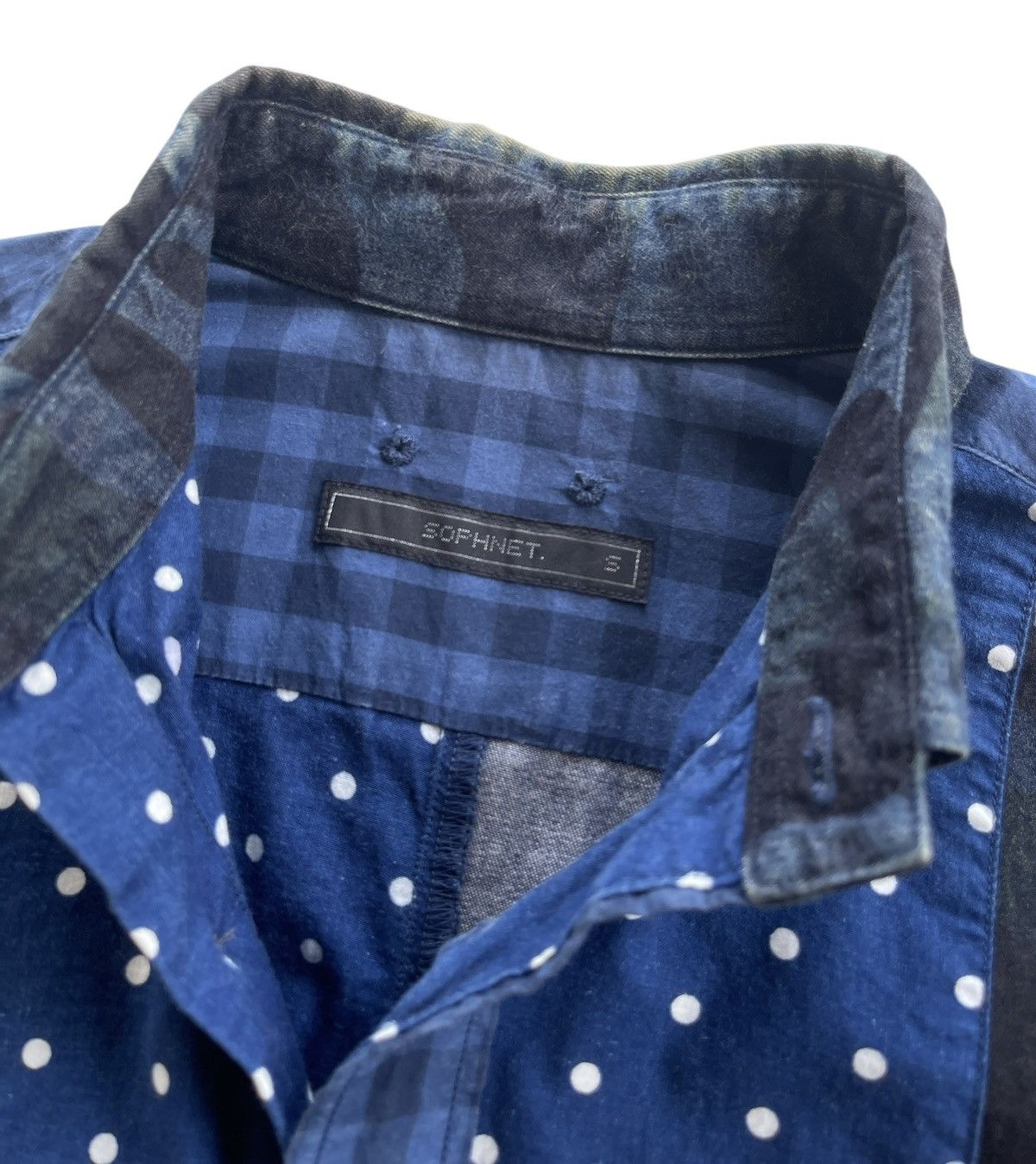 Sophnet. Sophnet Indigo Patchwork Shirt Size US S / EU 44-46 / 1 - 8 Thumbnail