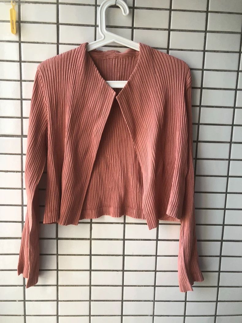 Issey Miyake Issey Miyake size:3 Pink pleated toothpick jacket Size XS / US 0-2 / IT 36-38 - 1 Thumbnail