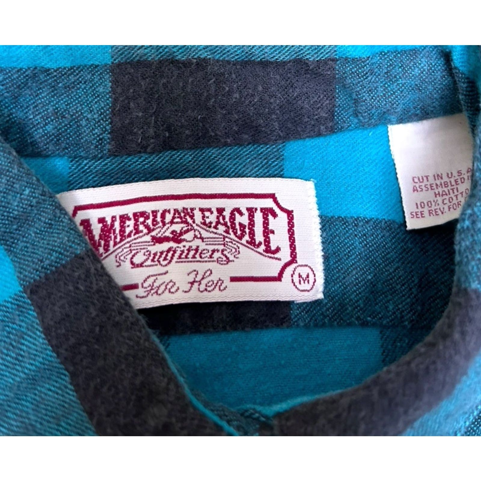 American Eagle Outfitters VINTAGE American Outfitters For Her Womens Grunge 90s Flannel Plaid Teal Blue Shirt M Casual, Travel Womens 90s Grunge USA Pocketed Button-Up Shirt Size M / US 6-8 / IT 42-44 - 3 Thumbnail