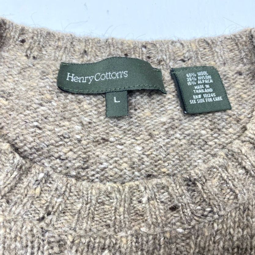 Vintage VINTAGE Henry Cotton's Sweater Crew Neck Cable Knit Size L Brown Wool Alpaca Blend Size US L / EU 52-54 / 3 - 7 Thumbnail