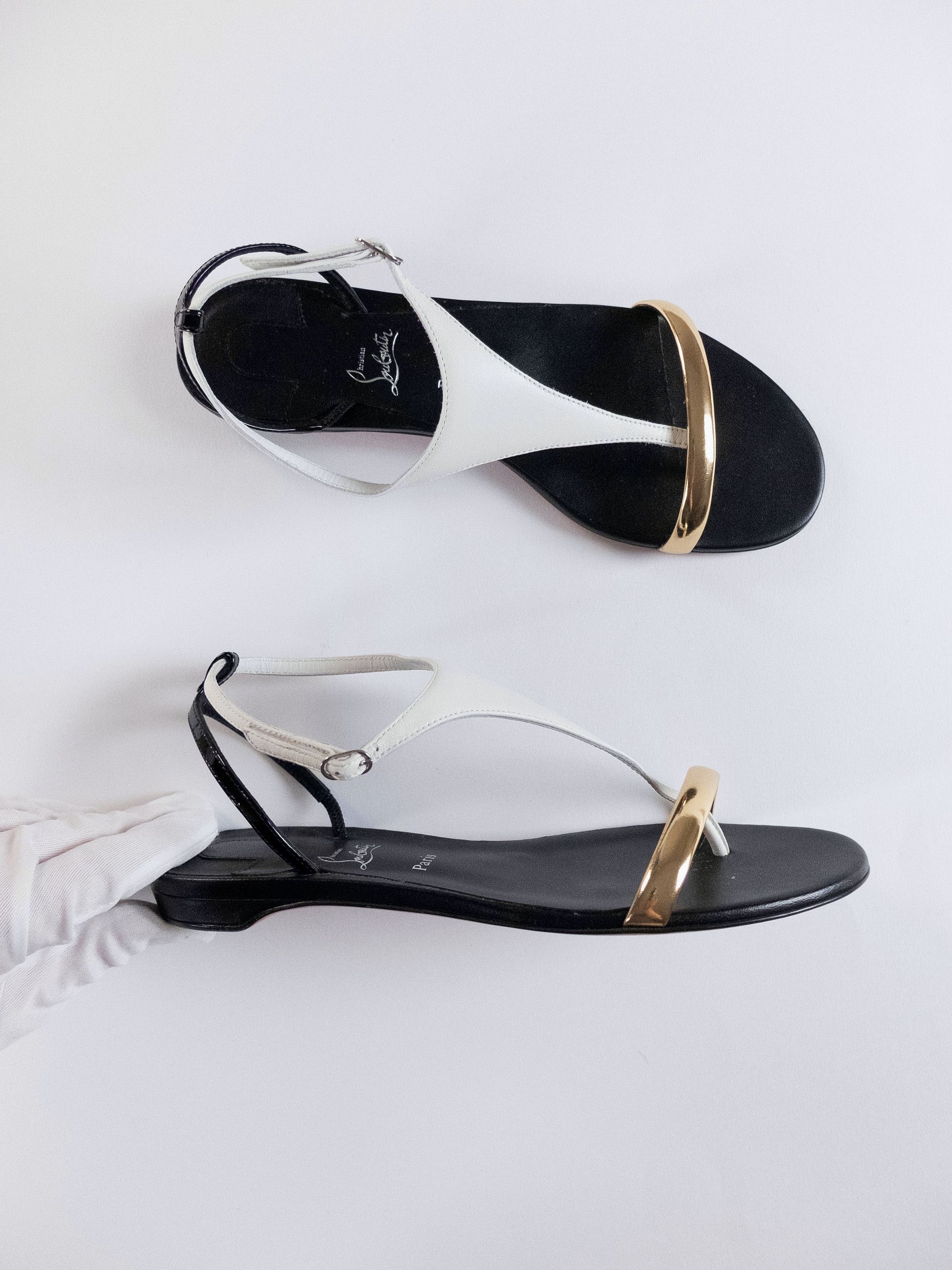 Christian Louboutin CHRISTIAN LOUBOUTIN Athinita black & white leather sandals Size US 8.5 / IT 38.5 - 5 Thumbnail