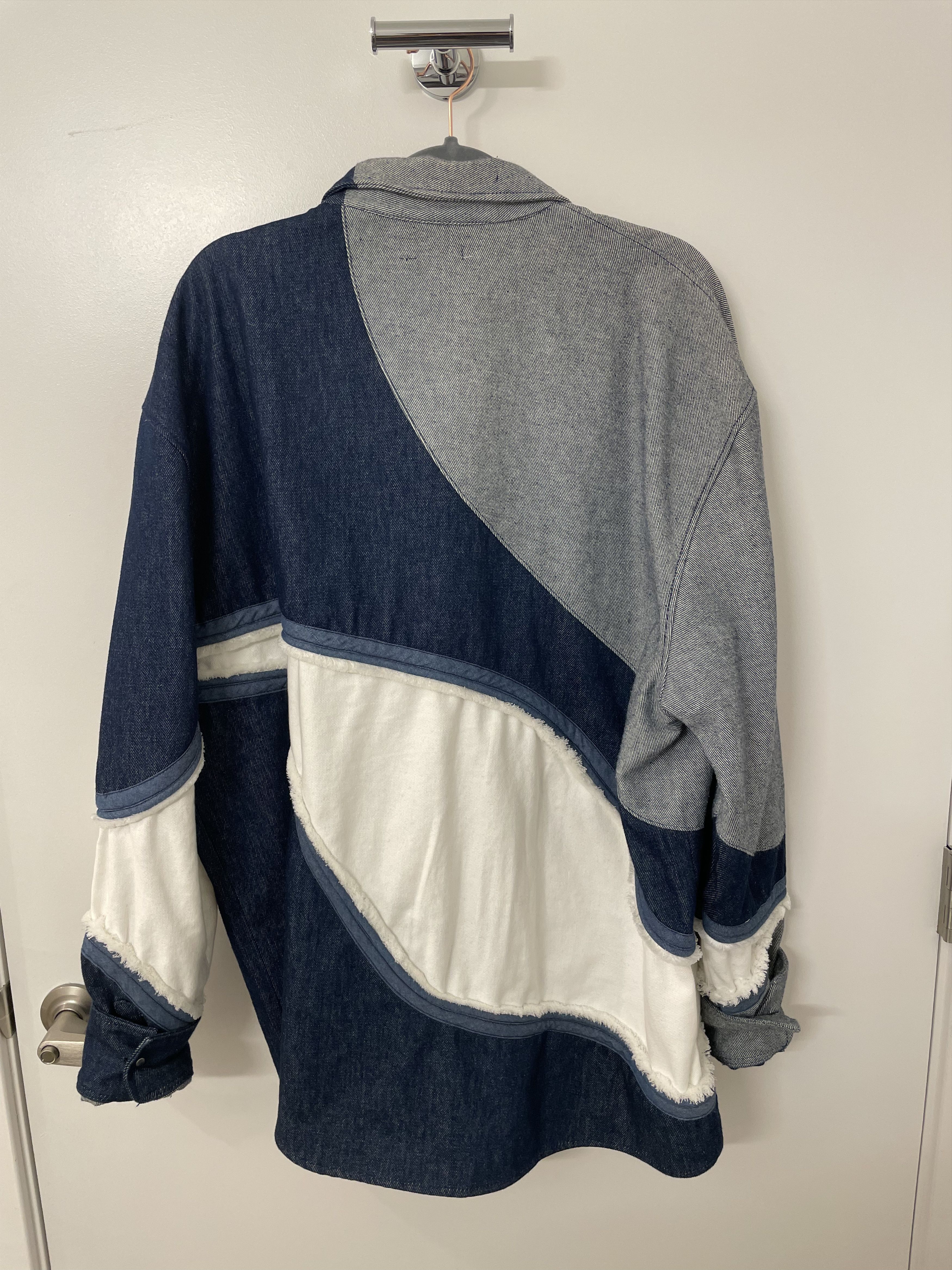 Kusikohc Kusikohc Panelled Button-Up Blue and White Denim Shirt Size US M / EU 48-50 / 2 - 2 Thumbnail
